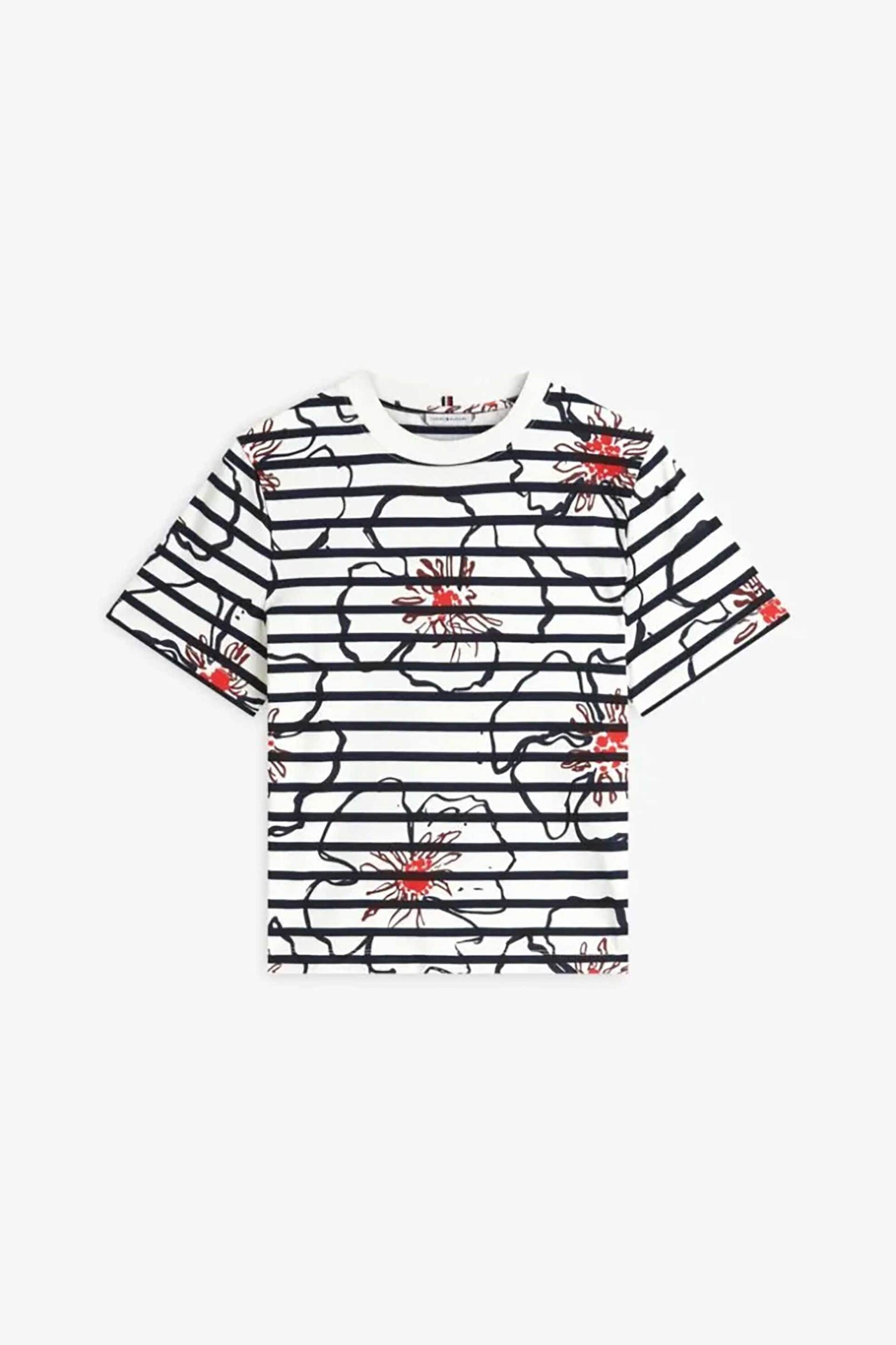TOMMY HILFIGER Tommy Hilfiger γυναικείο T-shirt με floral print Regular Fit - WW0WW49626 Μπλε Σκούρο - 4