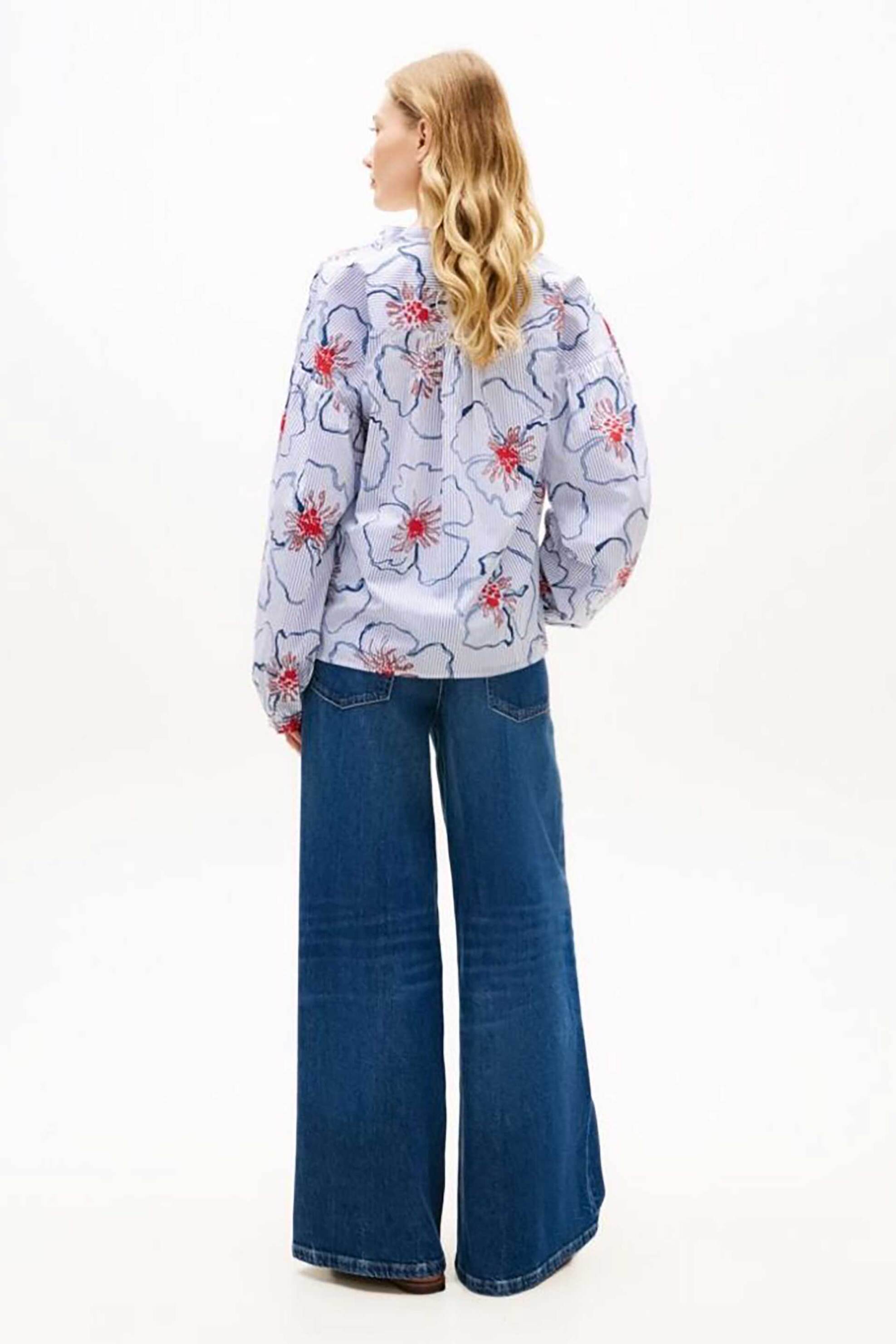 TOMMY HILFIGER Tommy Hilfiger γυναικεία μπλούζα με floral σχέδιο Regular Fit - WW0WW49644 Γαλάζιο - 3