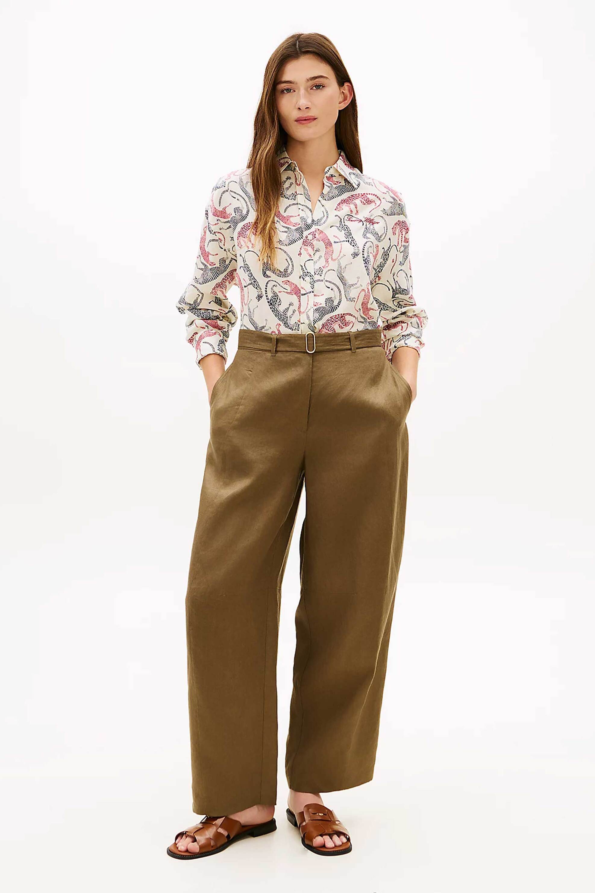 TOMMY HILFIGER Tommy Hilfiger γυναικείο πουκάμισο λινό με print - WW0WW50556 Εκρού - 2