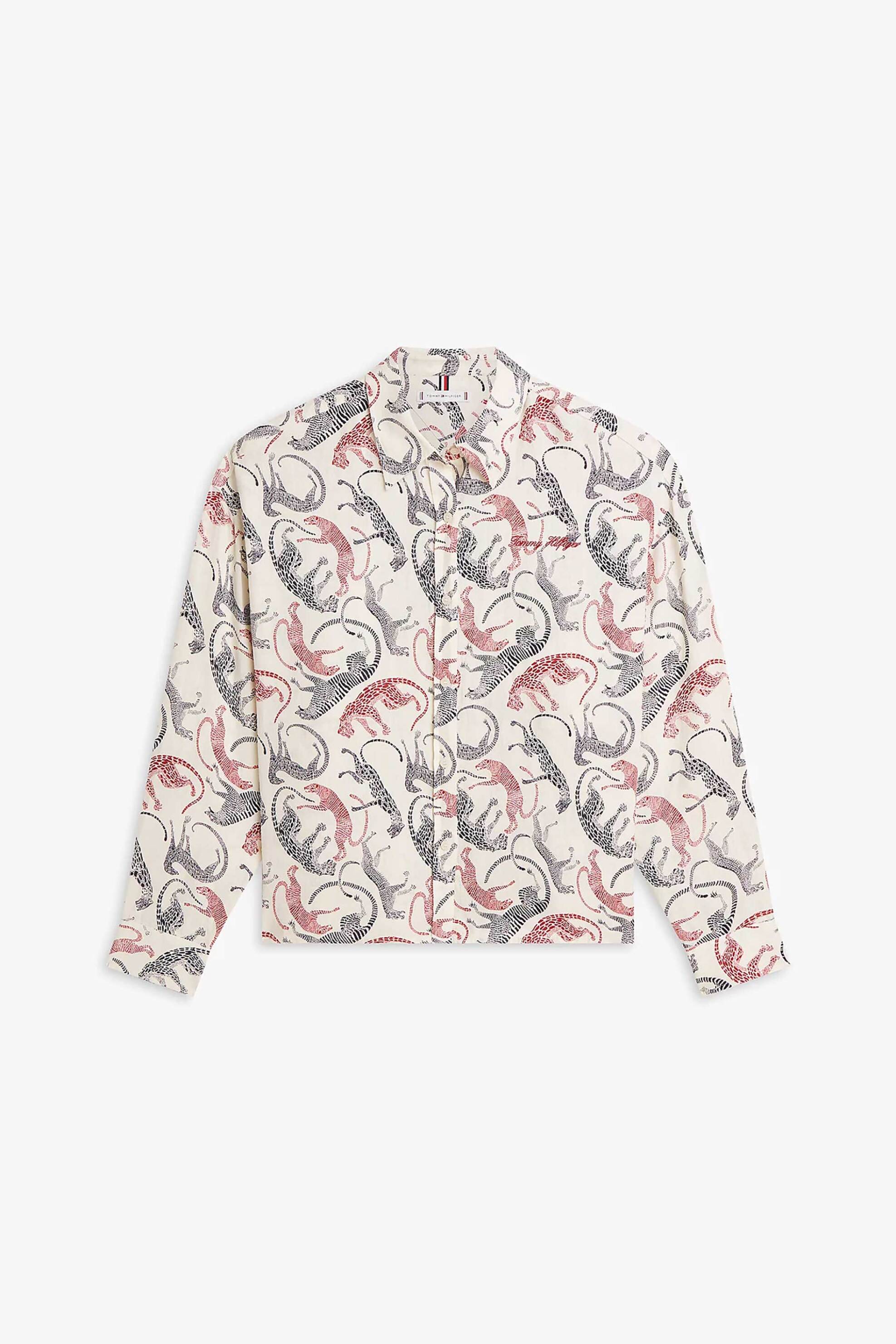 TOMMY HILFIGER Tommy Hilfiger γυναικείο πουκάμισο λινό με print - WW0WW50556 Εκρού - 4