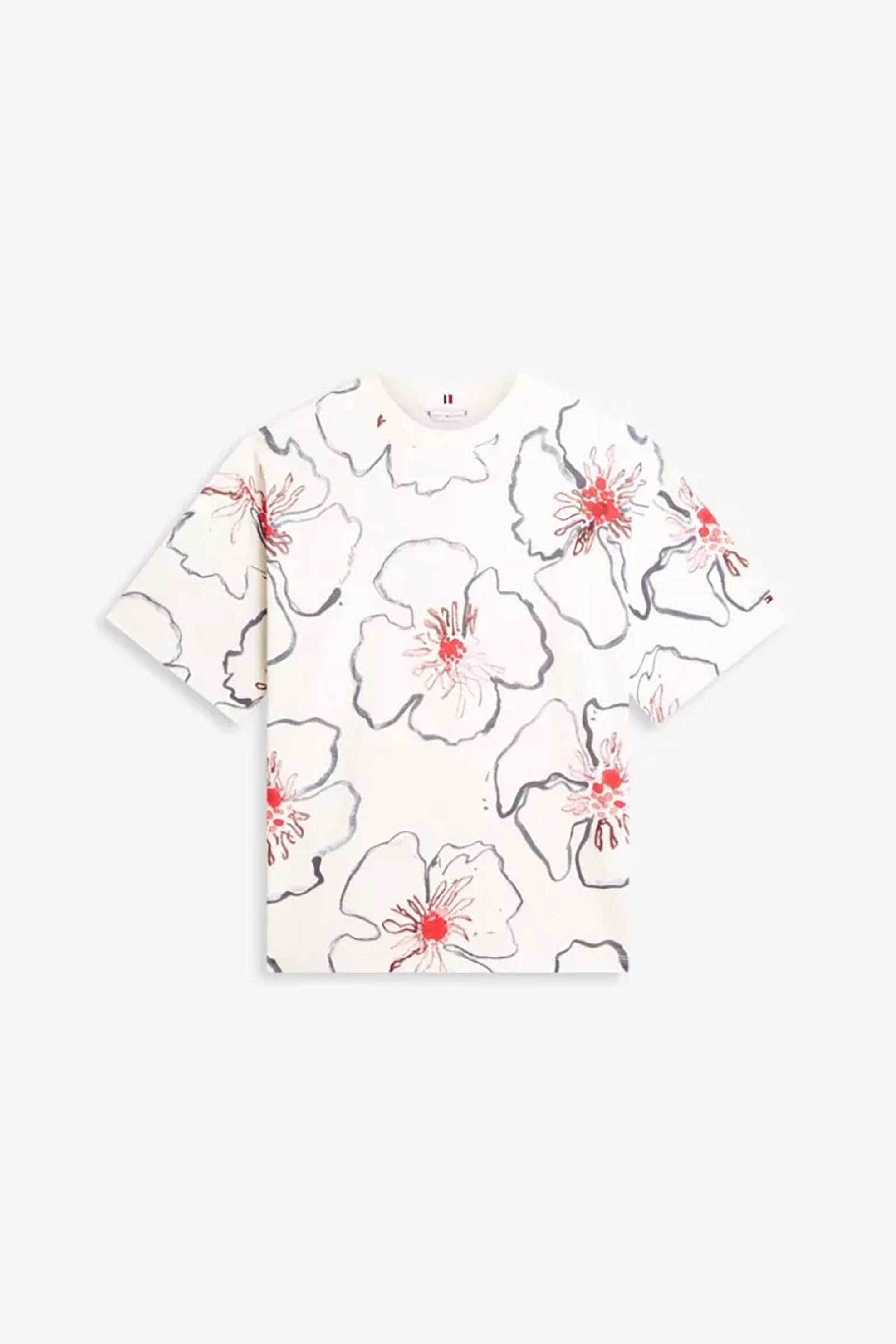 TOMMY HILFIGER Tommy Hilfiger γυναικείο T-shirt με floral print Oversized Fit - WW0WW48708 Εκρού - 4