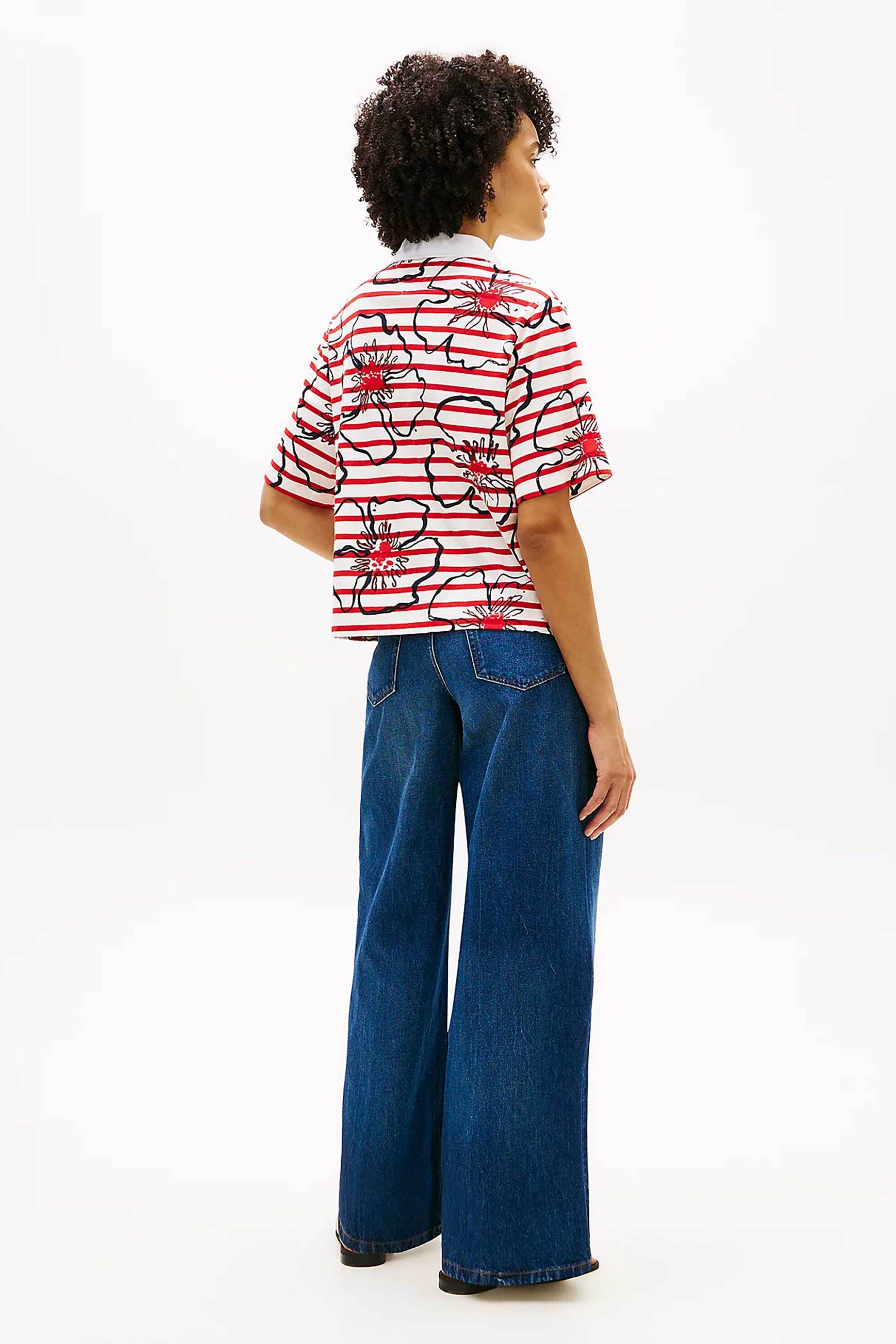 TOMMY HILFIGER Tommy Hilfiger γυναικεία μπλούζα πόλο με floral print Relaxed Fit - WW0WW48723 Κόκκινο - 3