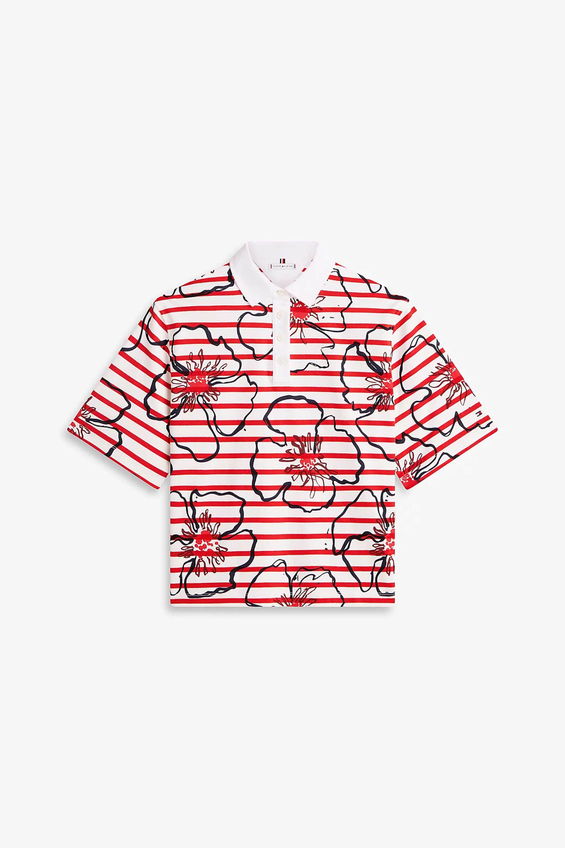 TOMMY HILFIGER Tommy Hilfiger γυναικεία μπλούζα πόλο με floral print Relaxed Fit - WW0WW48723 Κόκκινο - 4