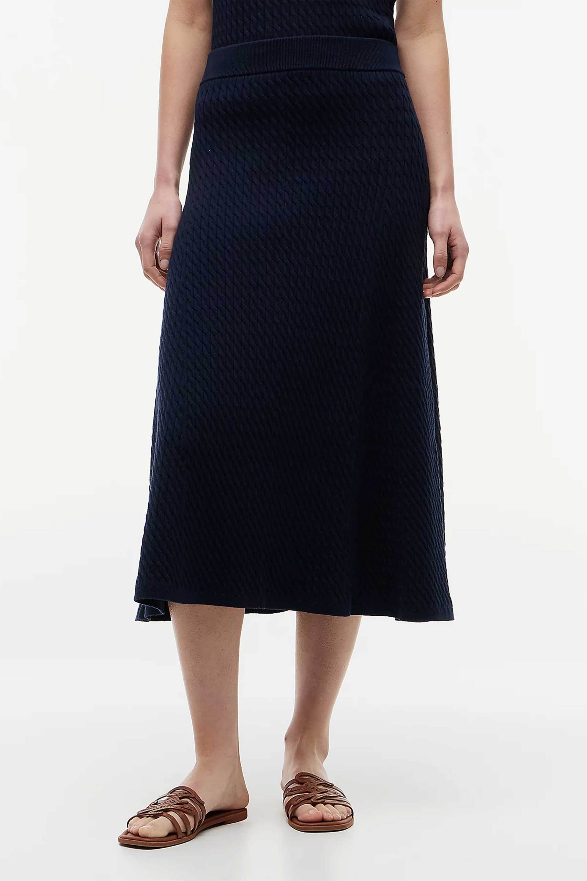 Tommy Hilfiger γυναικείο midi φόρεμα πλεκτό με πόλο γιακά Relaxed Fit - WW0WW49614 Μπλε Σκούρο