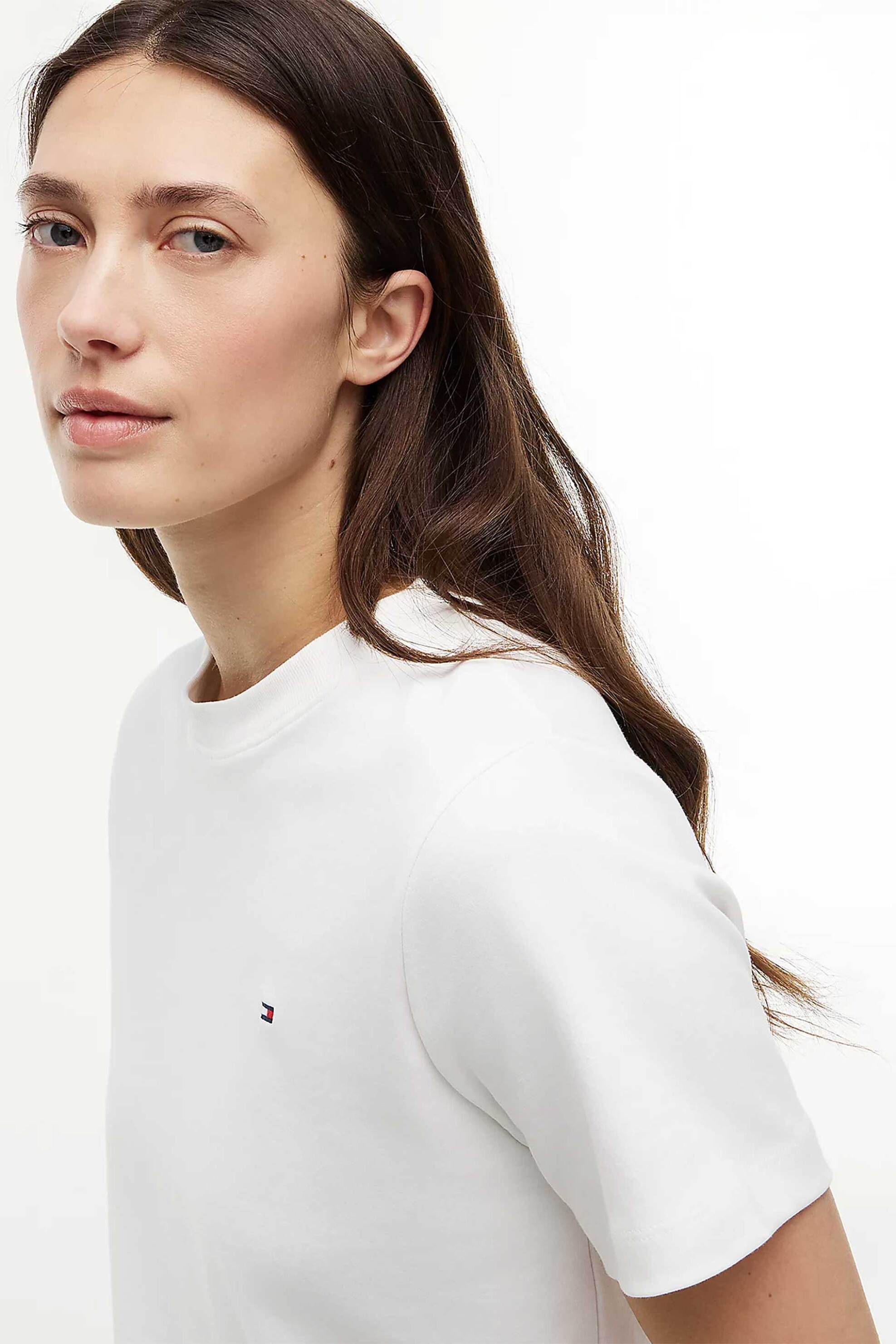 Tommy Hilfiger γυναικείο T-shirt με λογότυπο Boxy Fit - WW0WW49646 Εκρού