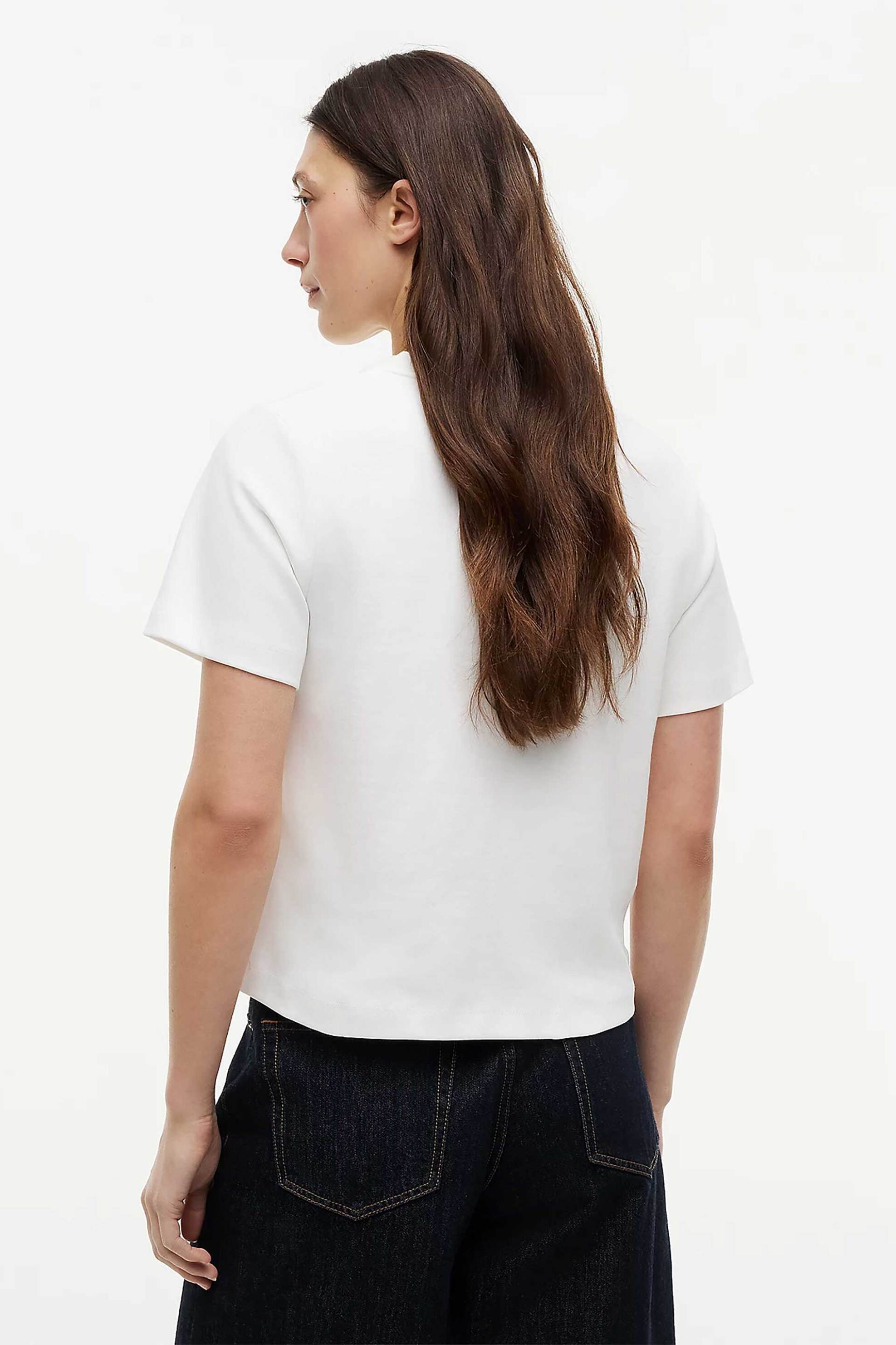 Tommy Hilfiger Γυναικείο T-Shirt με Λογότυπο Boxy Fit - Ww0Ww49646 Εκρού