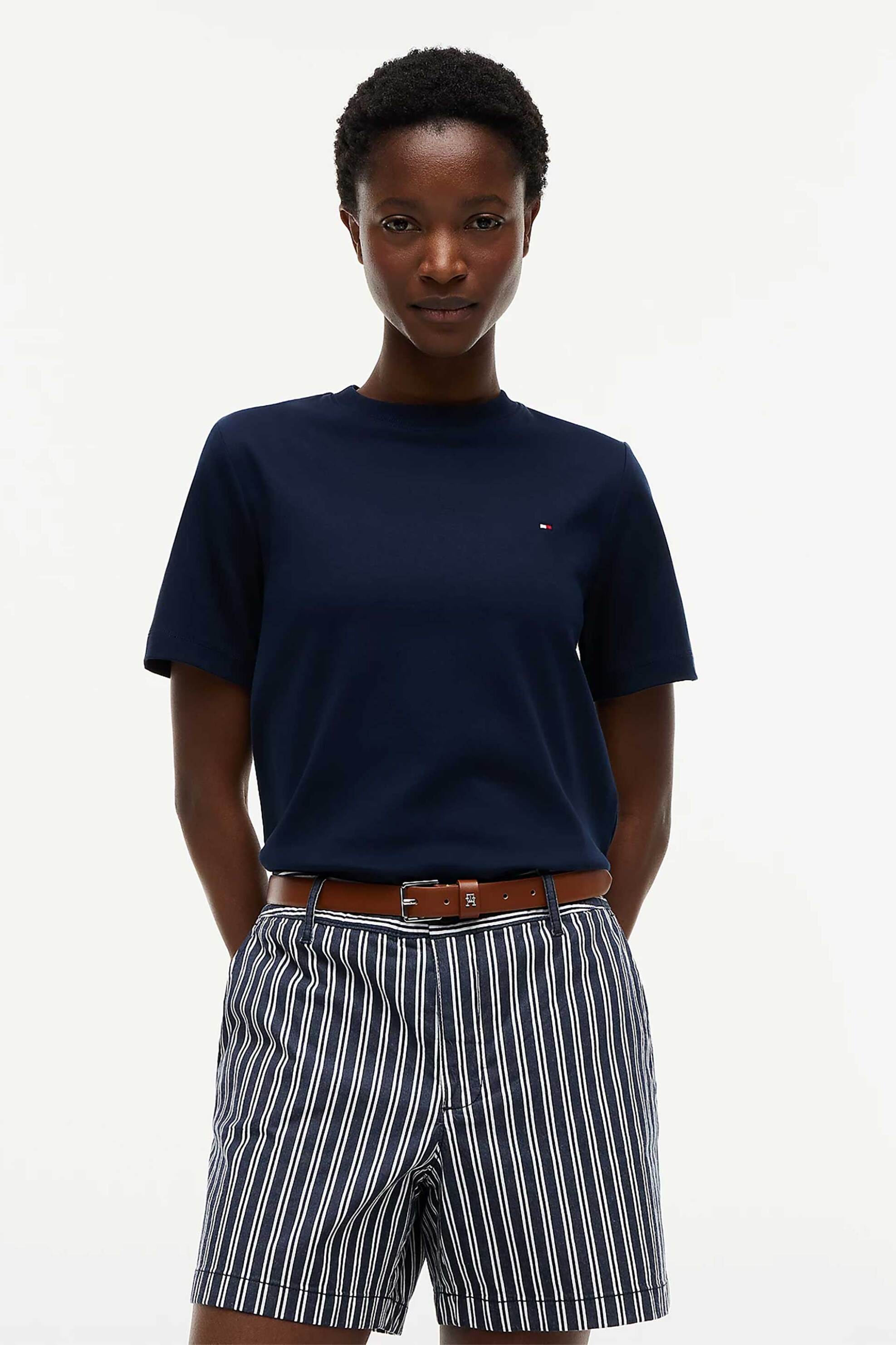 Tommy Hilfiger γυναικείο T-shirt με λογότυπο Boxy Fit - WW0WW49646 Μπλε Σκούρο