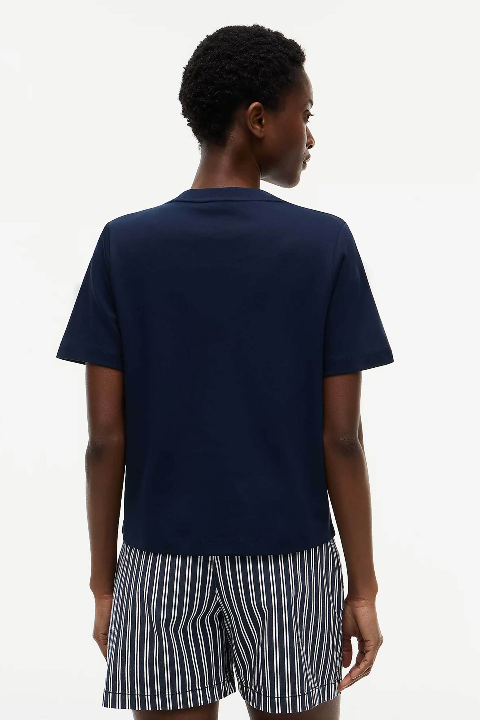 Tommy Hilfiger Γυναικείο T-Shirt με Λογότυπο Boxy Fit - Ww0Ww49646 Μπλε Σκούρο