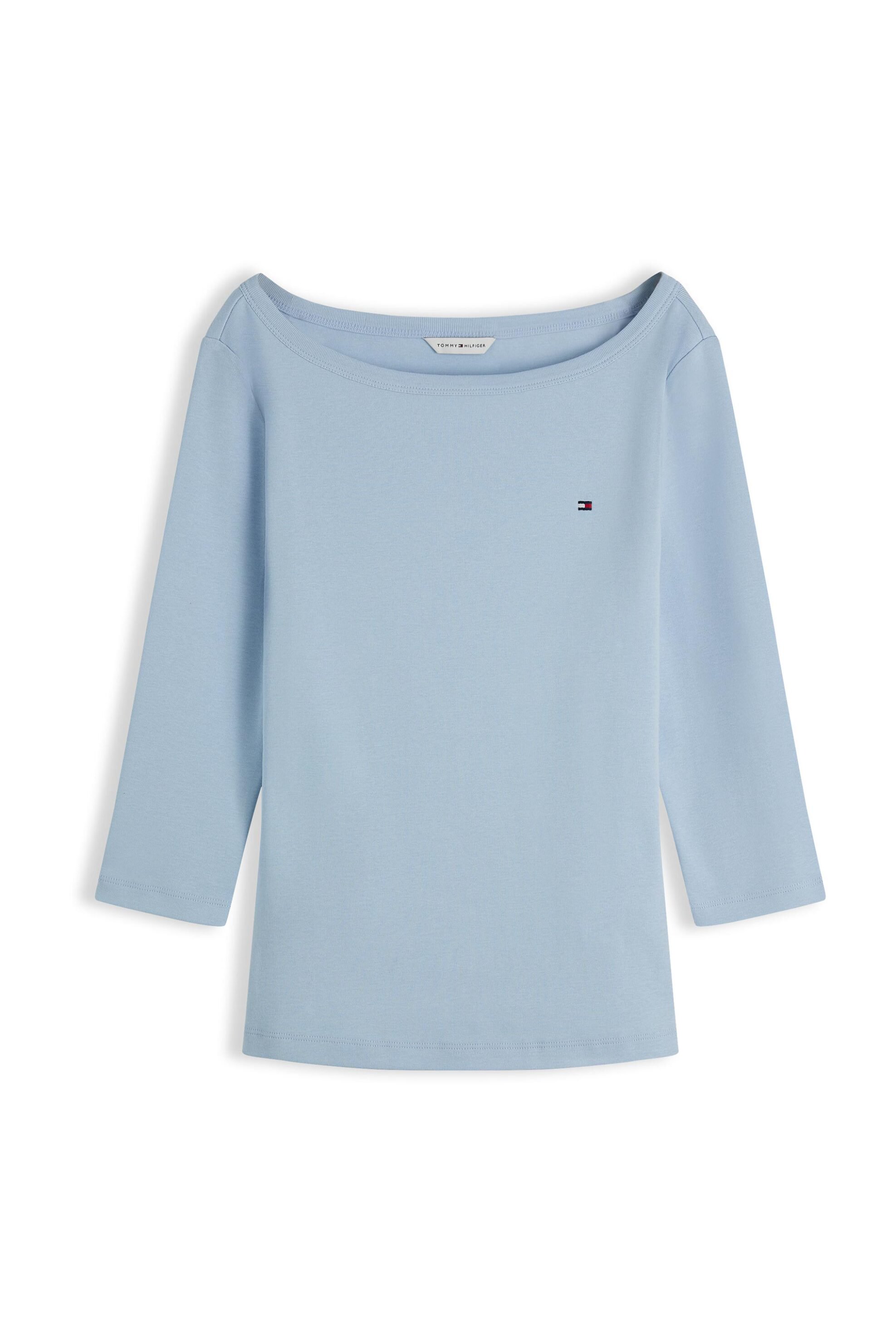 Tommy Hilfiger γυναικεία μπλούζα με boat λαιμόκοψη και 3/4 μανίκι Slim Fit - WW0WW49928 Σιελ