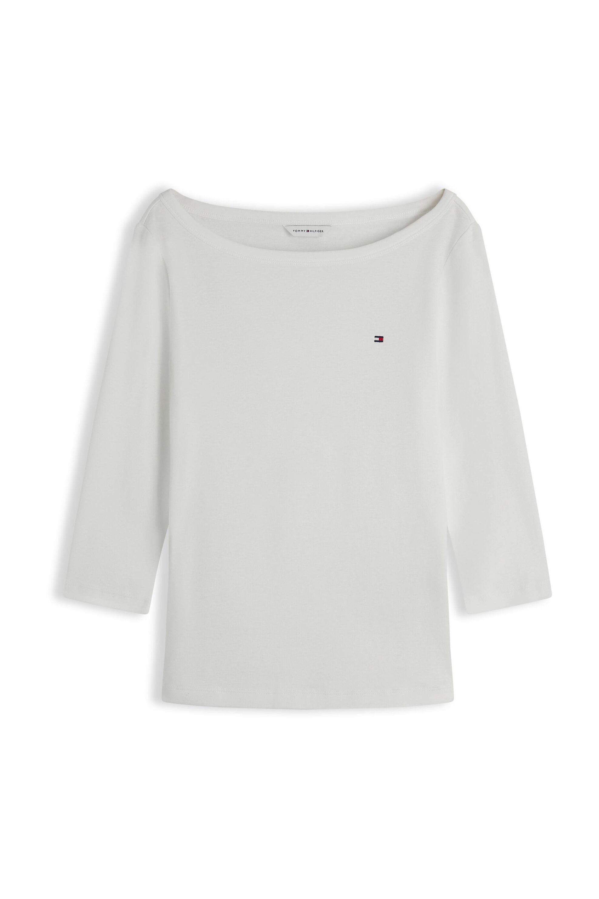 Tommy Hilfiger γυναικεία μπλούζα με boat λαιμόκοψη και 3/4 μανίκι Slim Fit - WW0WW49928 Εκρού