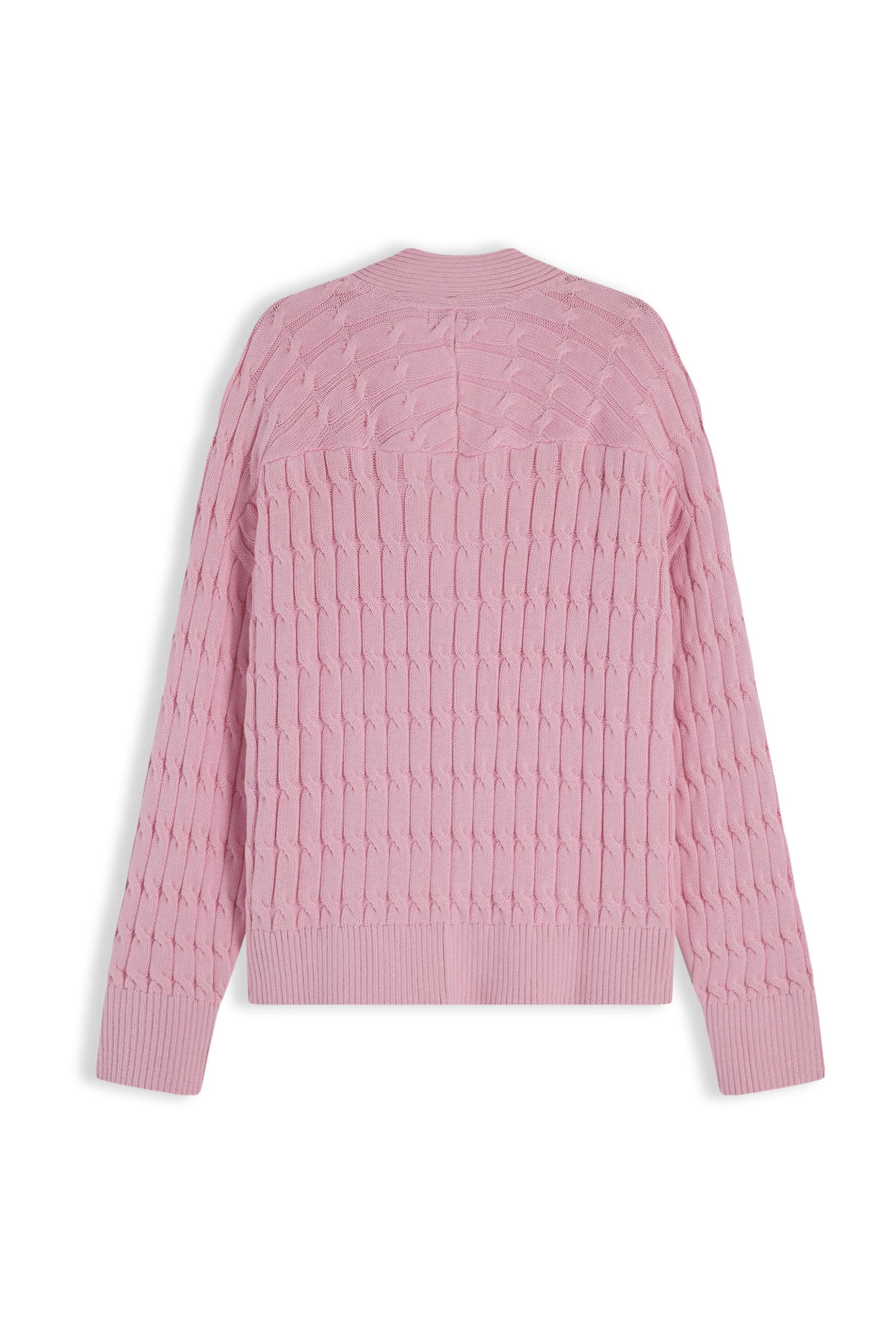 TOMMY HILFIGER Tommy Hilfiger γυναικεία πλεκτή ζακέτα με cable knit pattern Oversized Fit - WW0WW50078 Ροζ - 2