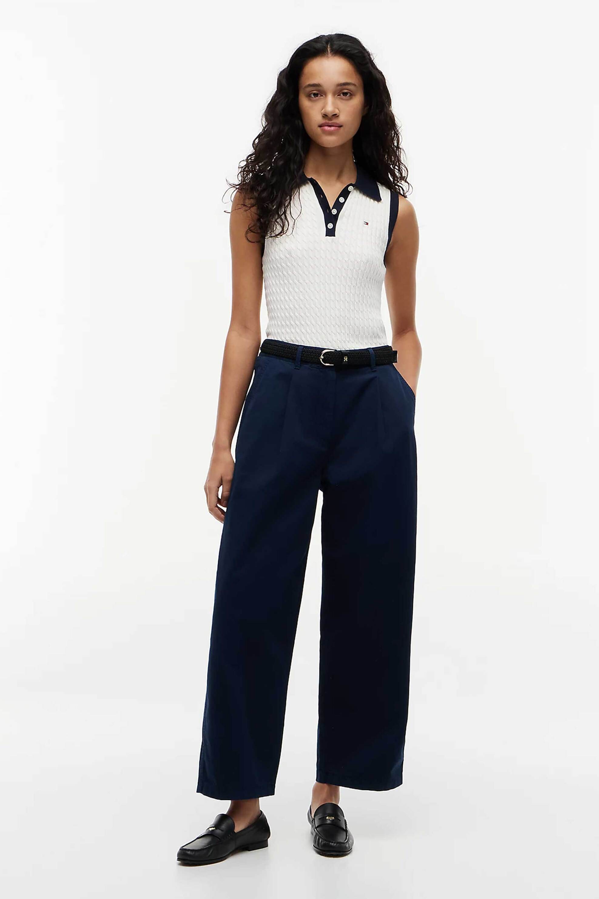 Tommy Hilfiger γυναικείο παντελόνι chino Barrel Fit - WW0WW50089 Μπλε Σκούρο
