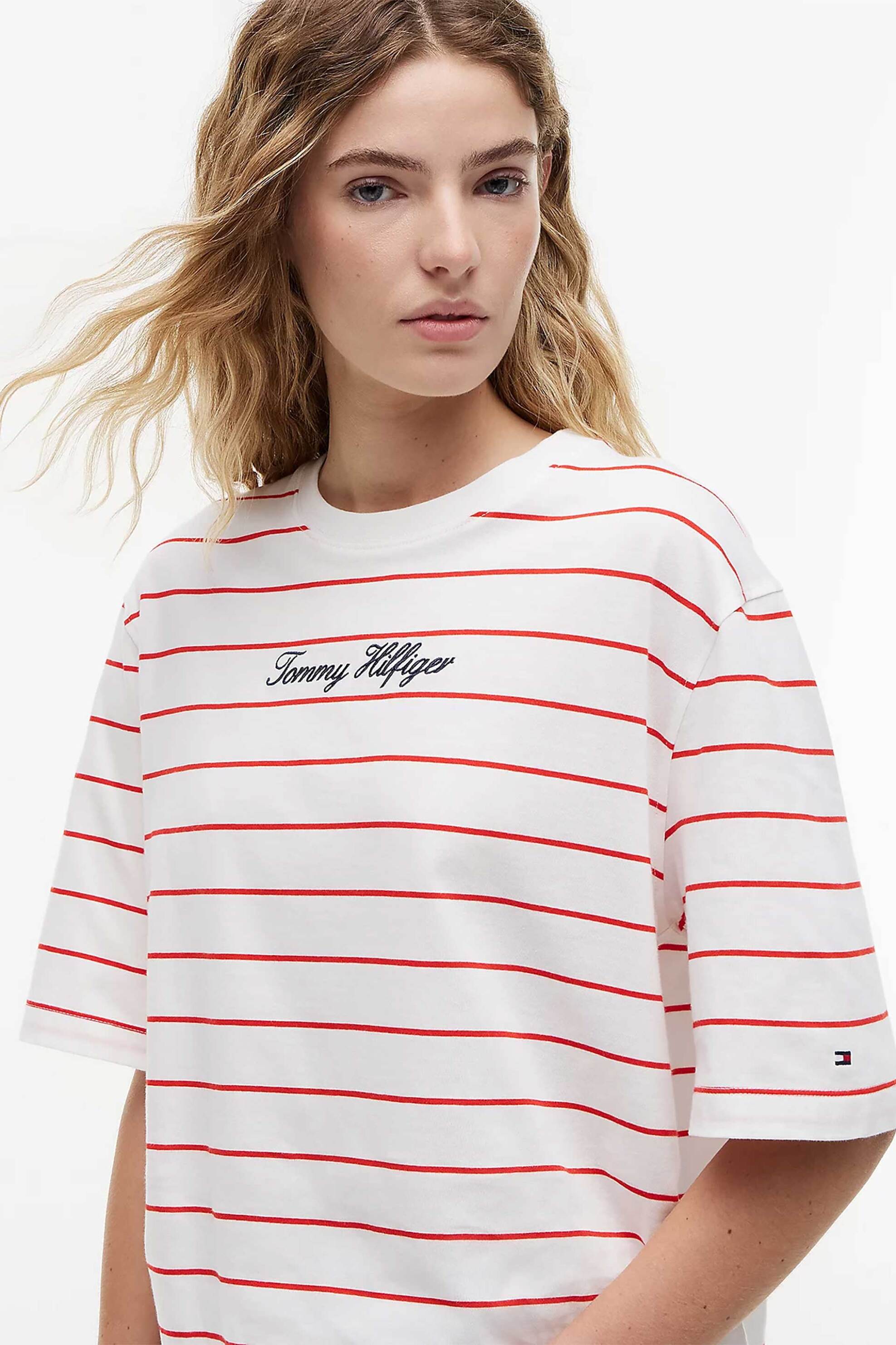 Tommy Hilfiger γυναικείο T-shirt με λογότυπο Relaxed Fit - WW0WW50948 Κόκκινο