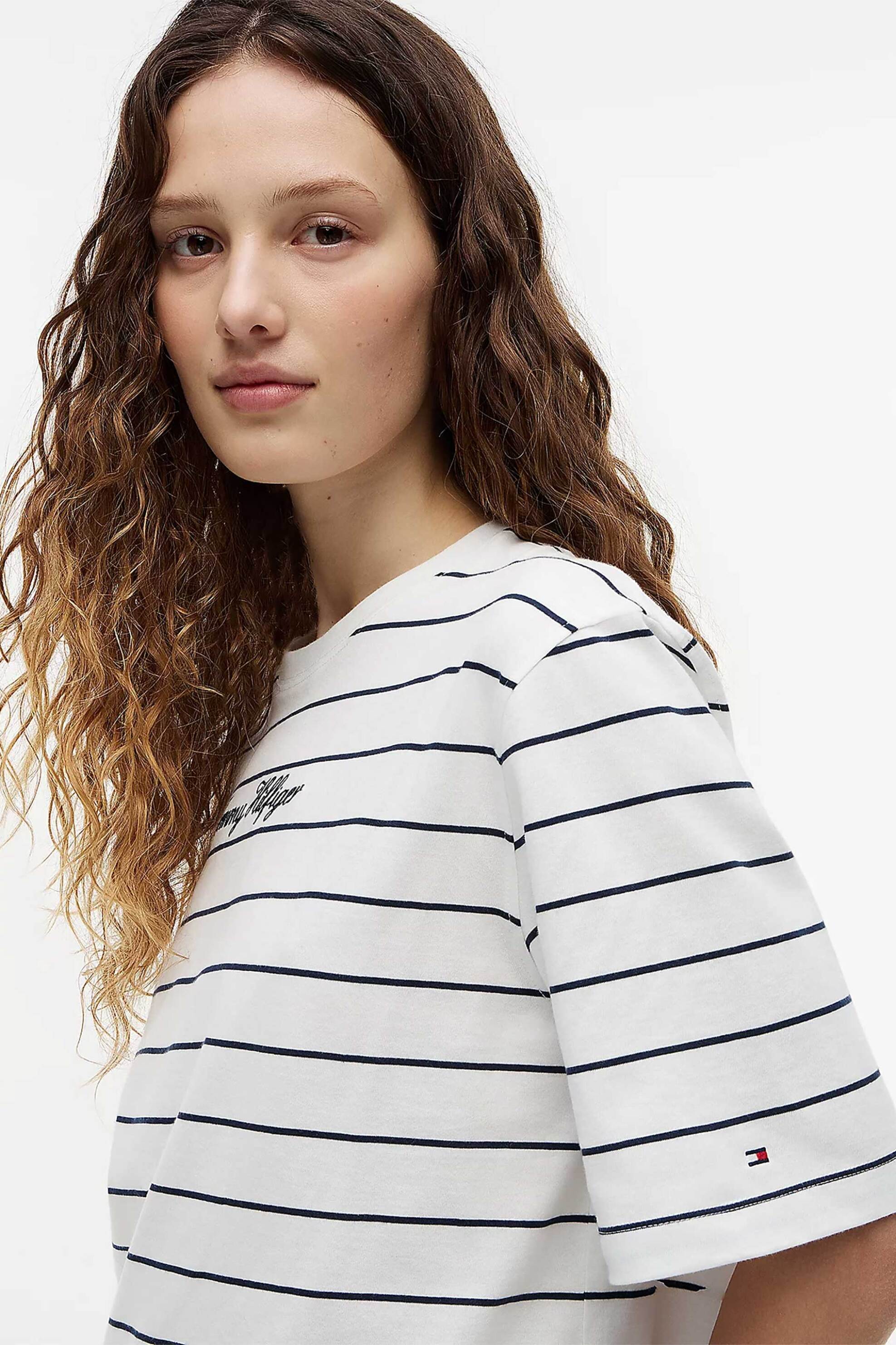 Tommy Hilfiger γυναικείο T-shirt με λογότυπο Relaxed Fit - WW0WW50948 Μπλε Σκούρο