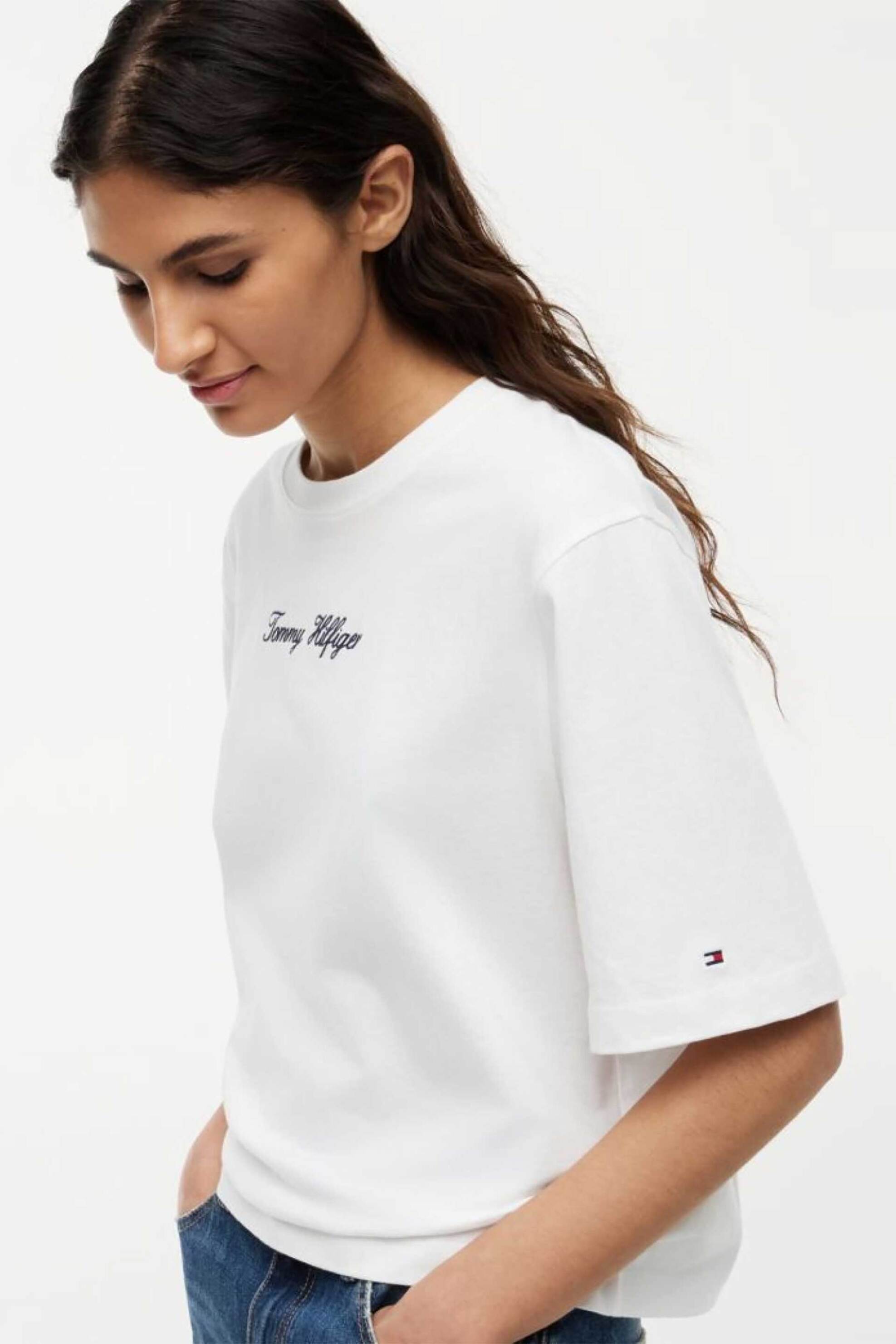 Tommy Hilfiger γυναικείο T-shirt με λογότυπο Relaxed Fit - WW0WW50948 Εκρού