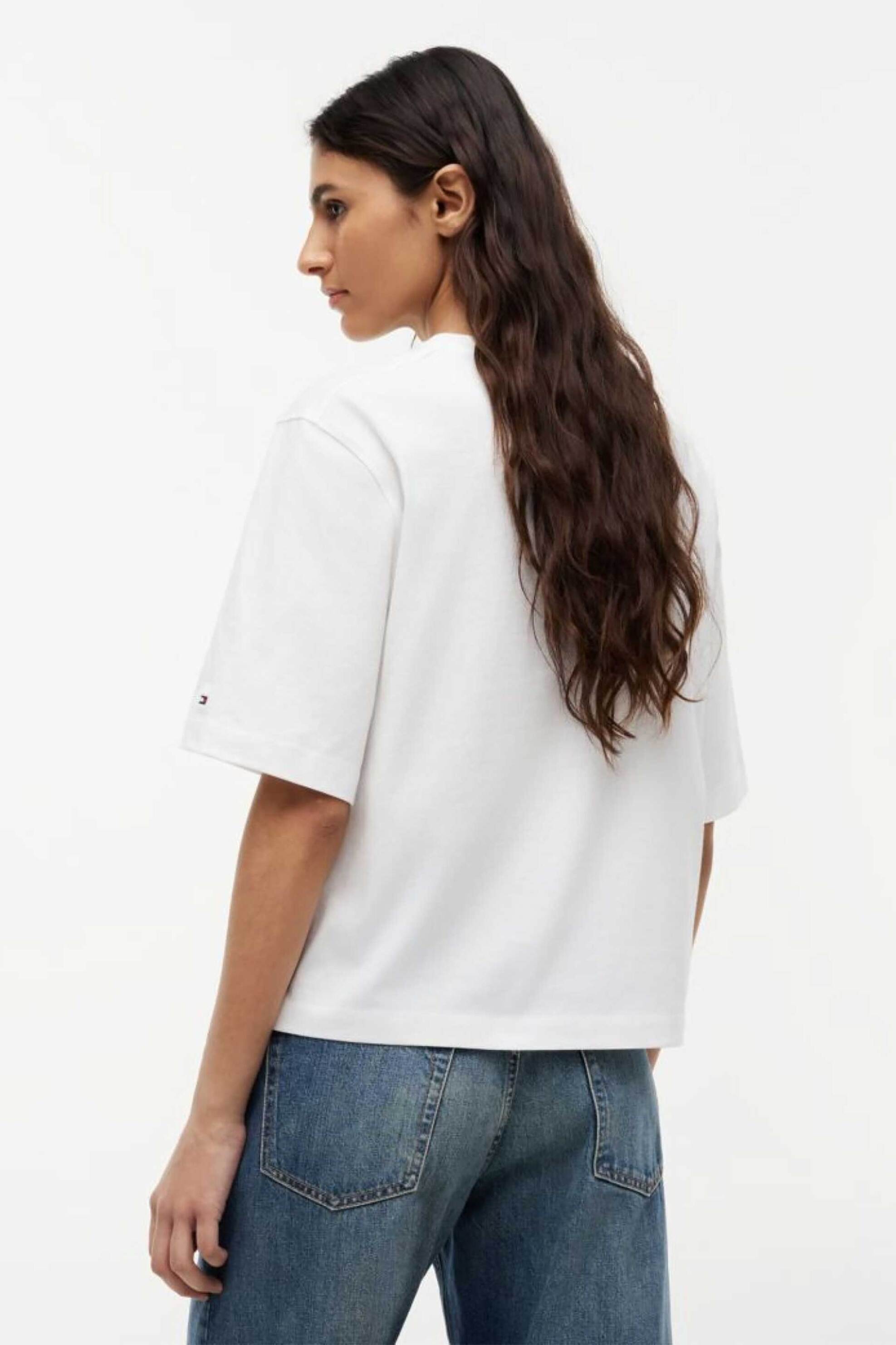 Tommy Hilfiger Γυναικείο T-Shirt με Λογότυπο Relaxed Fit - Ww0Ww50948 Εκρού