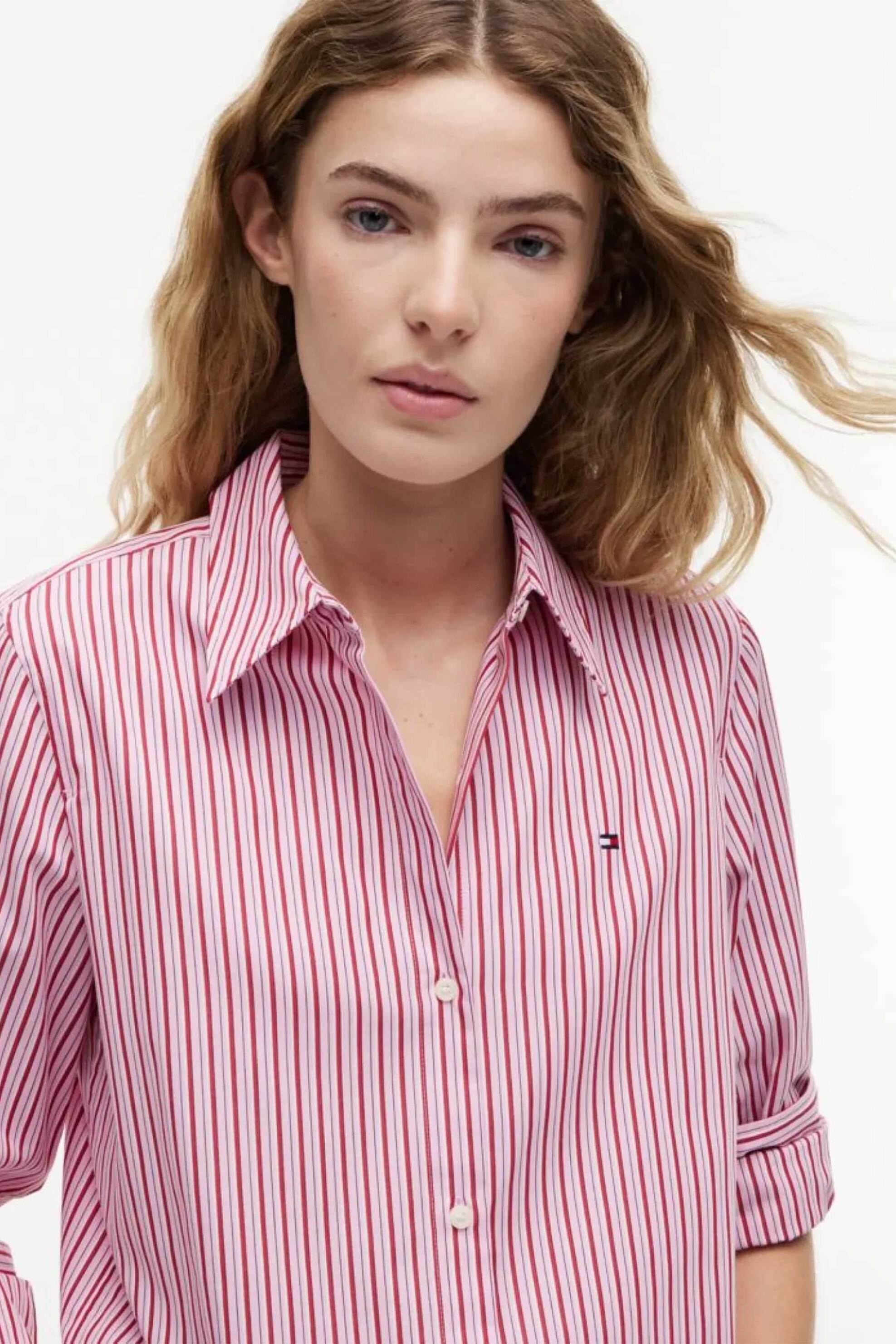 Tommy Hilfiger γυναικείο πουκάμισο με λογότυπο Regular Fit - WW0WW51155 Ροζ