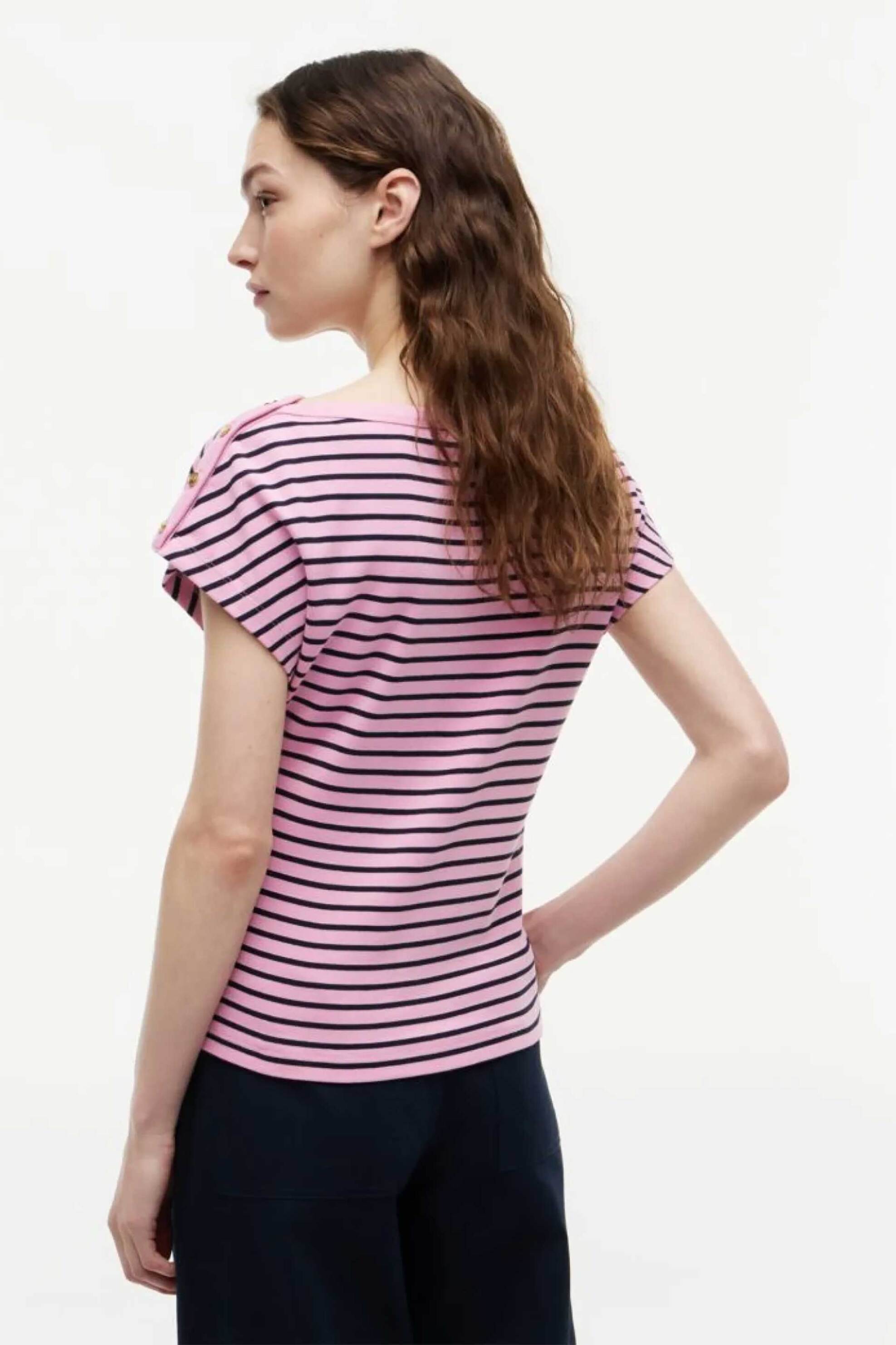 Tommy Hilfiger Γυναικείο T-Shirt με Χρυσά Κουμπιά Regular Fit - Ww0Ww50942 Ροζ
