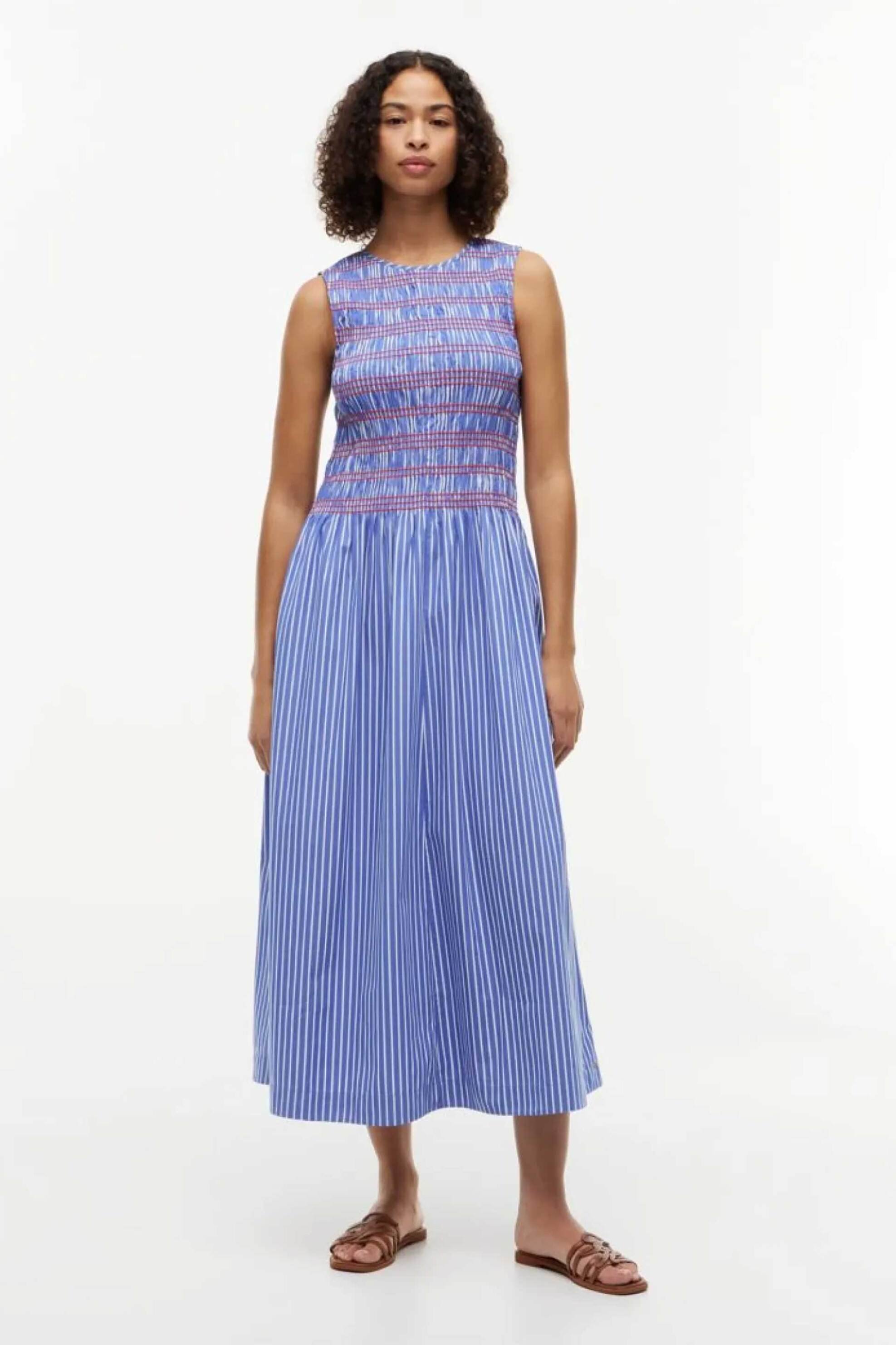 TOMMY HILFIGER Tommy Hilfiger γυναικείο midi φόρεμα ριγέ Regular Fit - WW0WW49883 Λευκό - Μπλε