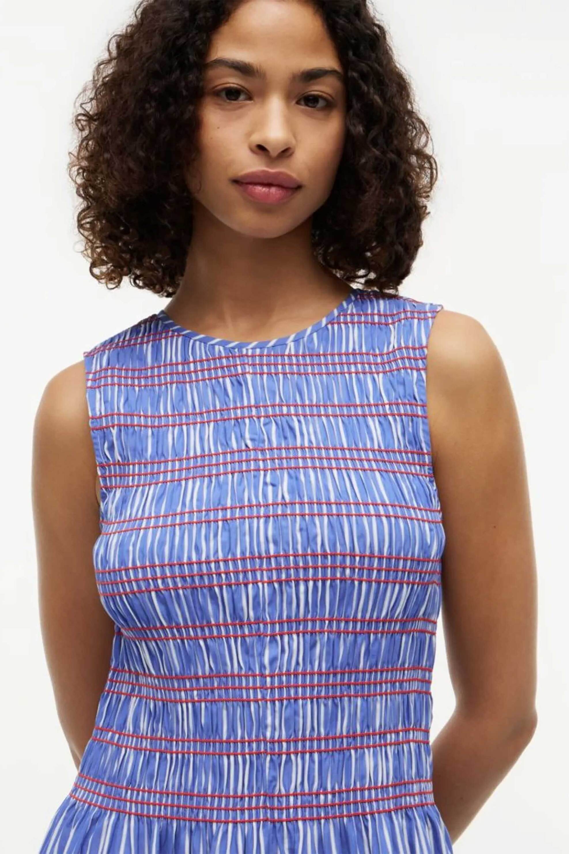 TOMMY HILFIGER Tommy Hilfiger γυναικείο midi φόρεμα ριγέ Regular Fit - WW0WW49883 Λευκό - Μπλε - 2