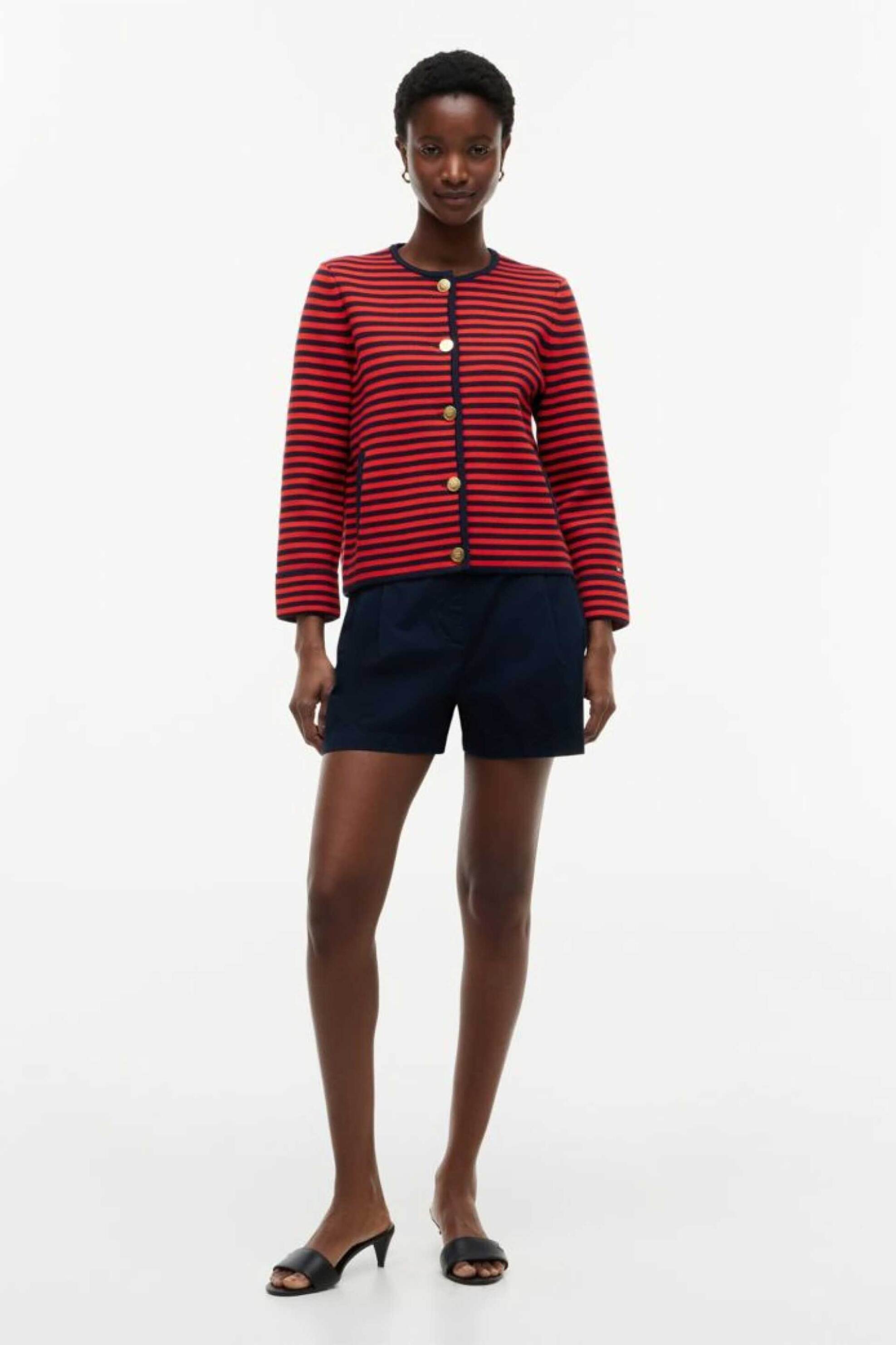 TOMMY HILFIGER Tommy Hilfiger γυναικεία πλεκτή ζακέτα ριγέ Boxy Fit - WW0WW50088 Κόκκινο - 3