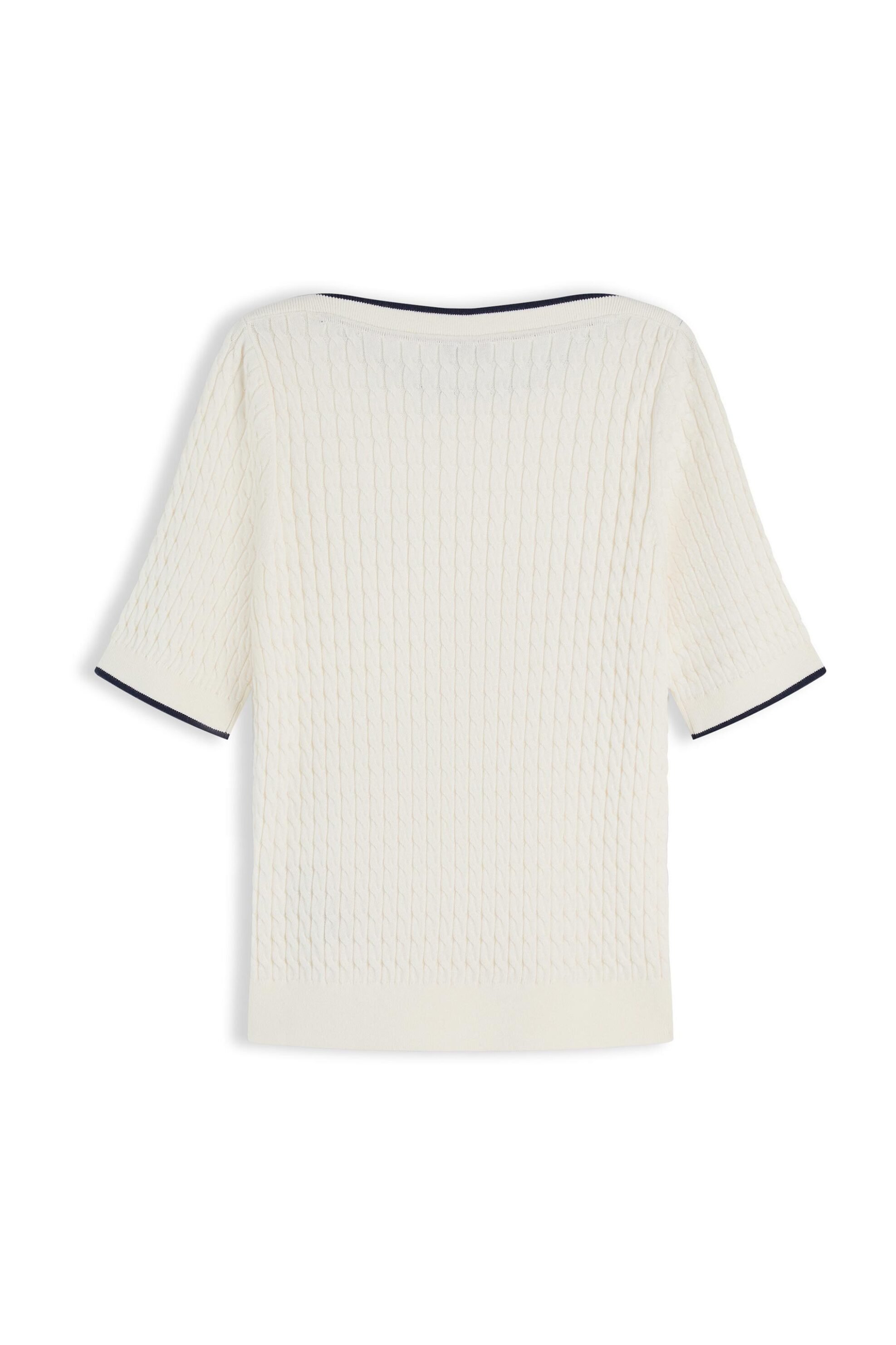 Tommy Hilfiger γυναικεία μπλούζα cable knit με κοντό μανίκι - WW0WW50103 Λευκό
