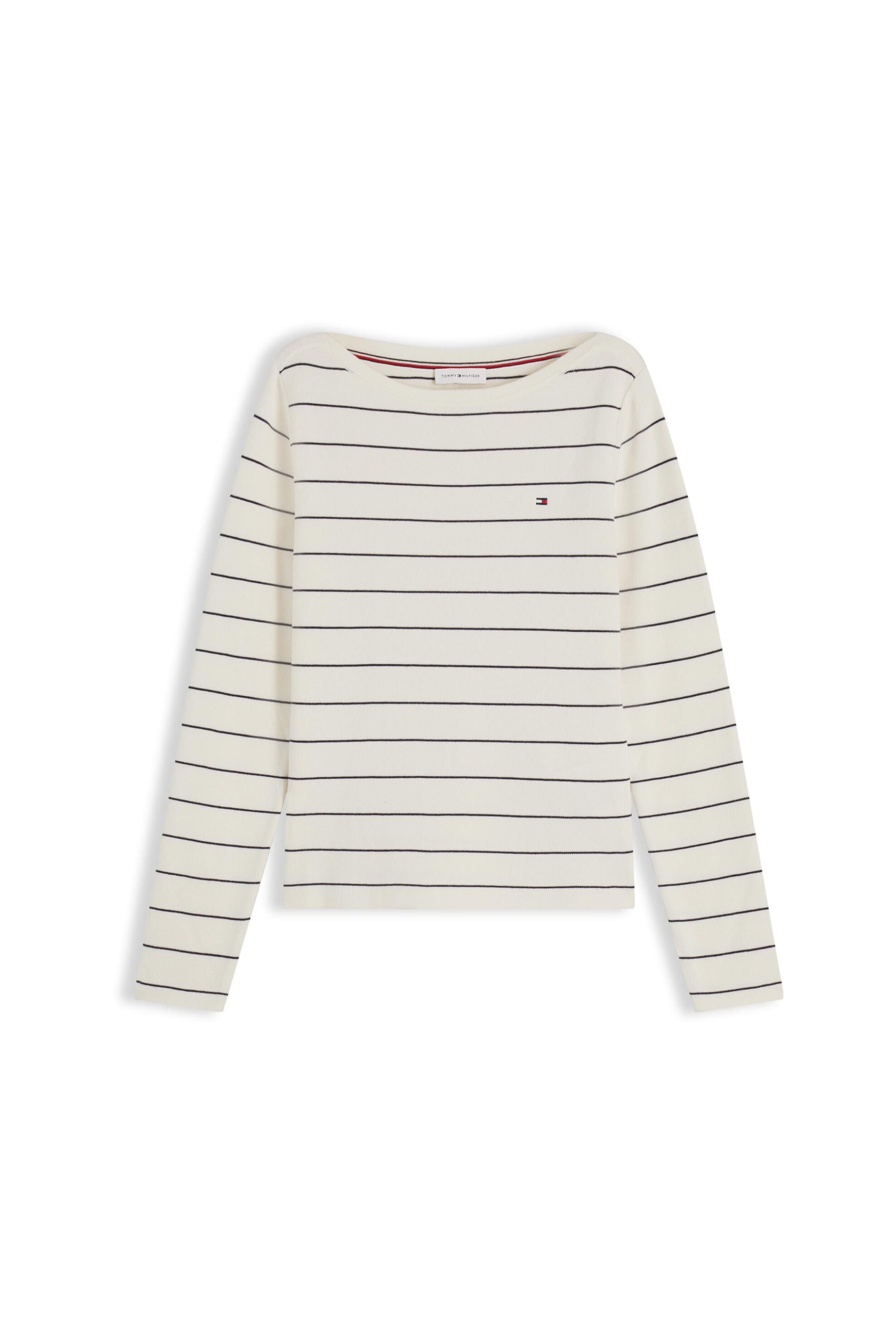 Tommy Hilfiger γυναικεία πλεκτή μπλούζα ριγέ Regular Fit - WW0WW50107 Ασπρόμαυρο