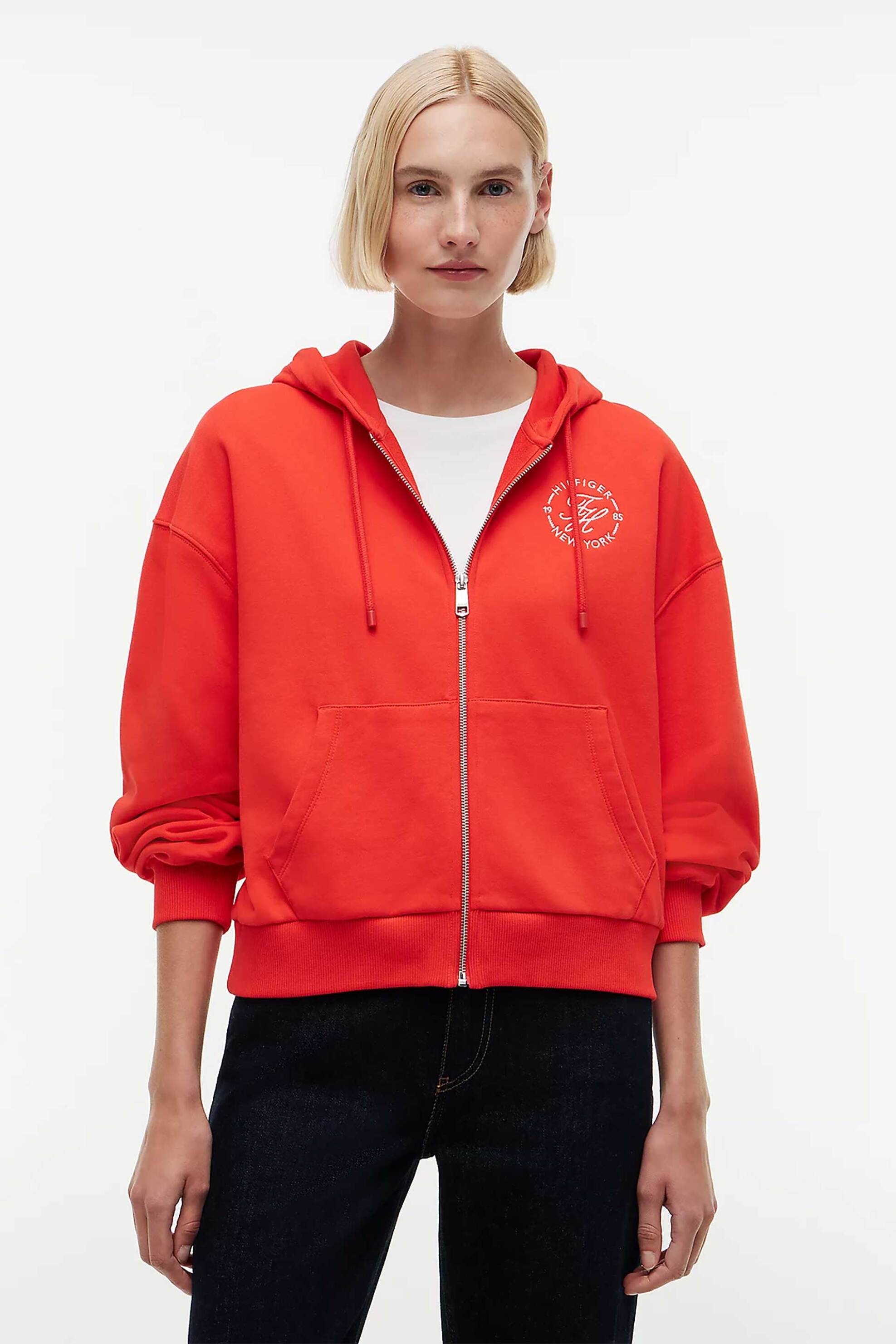 TOMMY HILFIGER Tommy Hilfiger γυναικεία ζακέτα φούτερ με λογότυπο Regular Fit - WW0WW50938 Κόκκινο