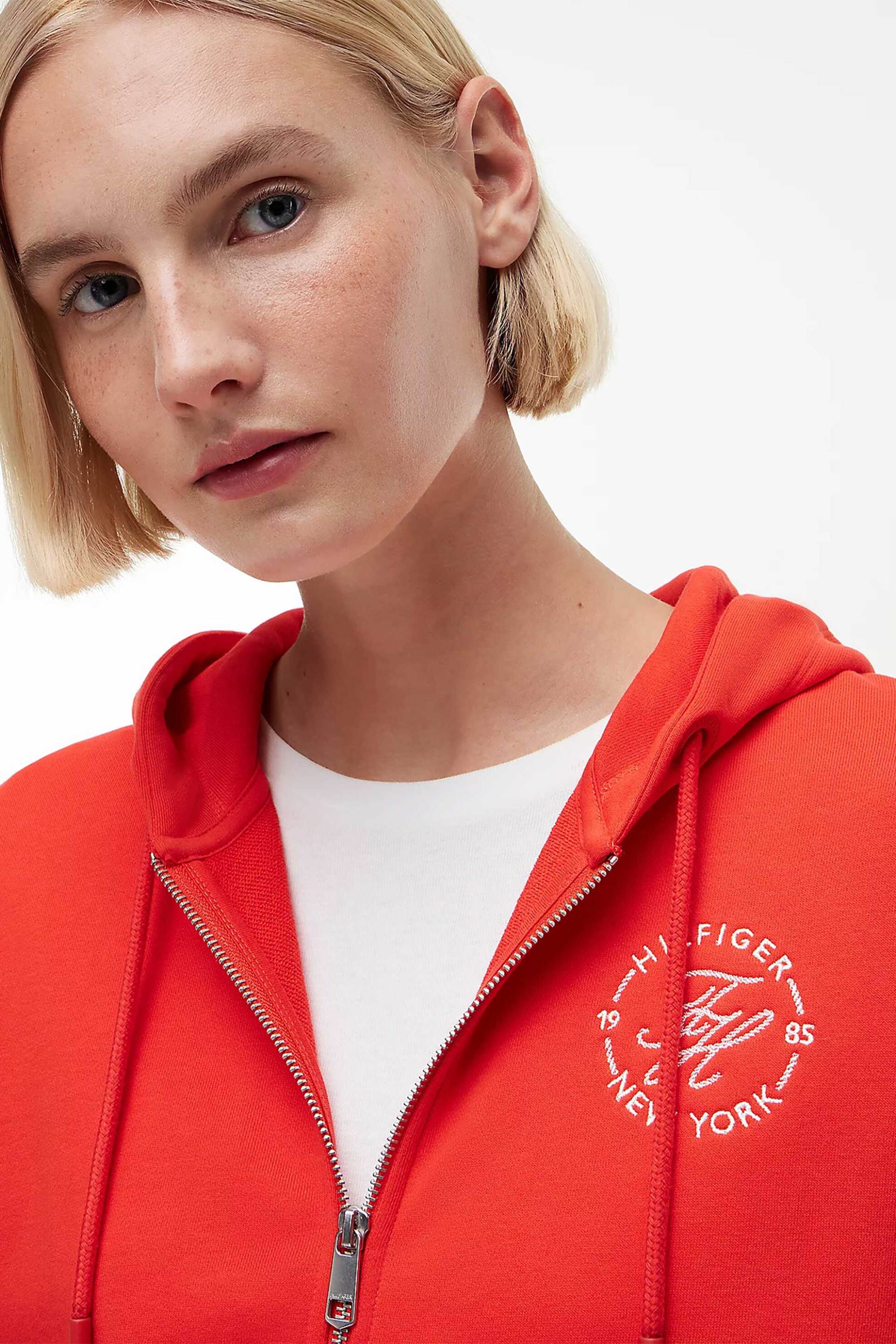 Tommy Hilfiger γυναικεία ζακέτα φούτερ με λογότυπο Regular Fit - WW0WW50938 Κόκκινο