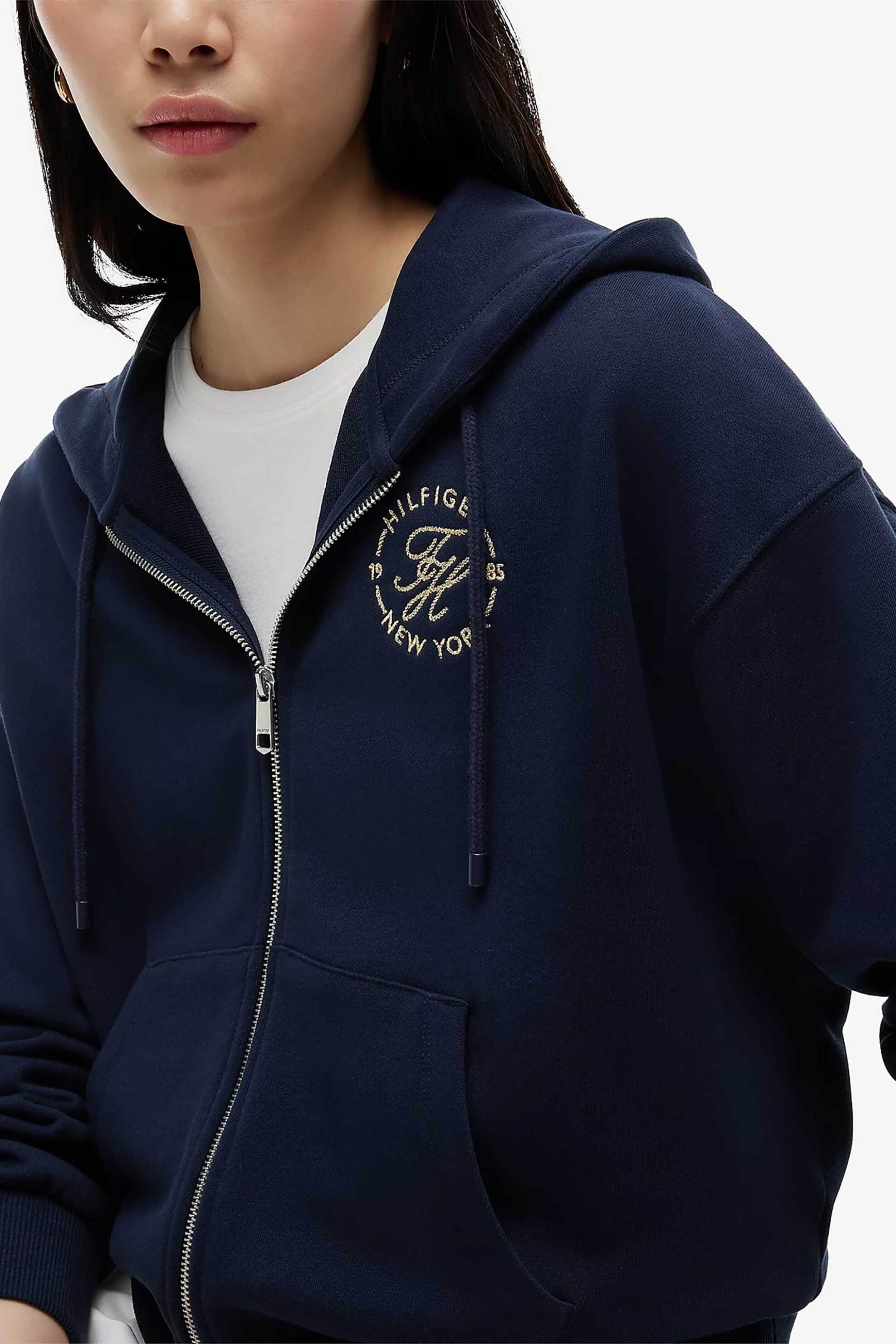 TOMMY HILFIGER Tommy Hilfiger γυναικεία ζακέτα φούτερ με λογότυπο Regular Fit - WW0WW50938 Μπλε Σκούρο - 2