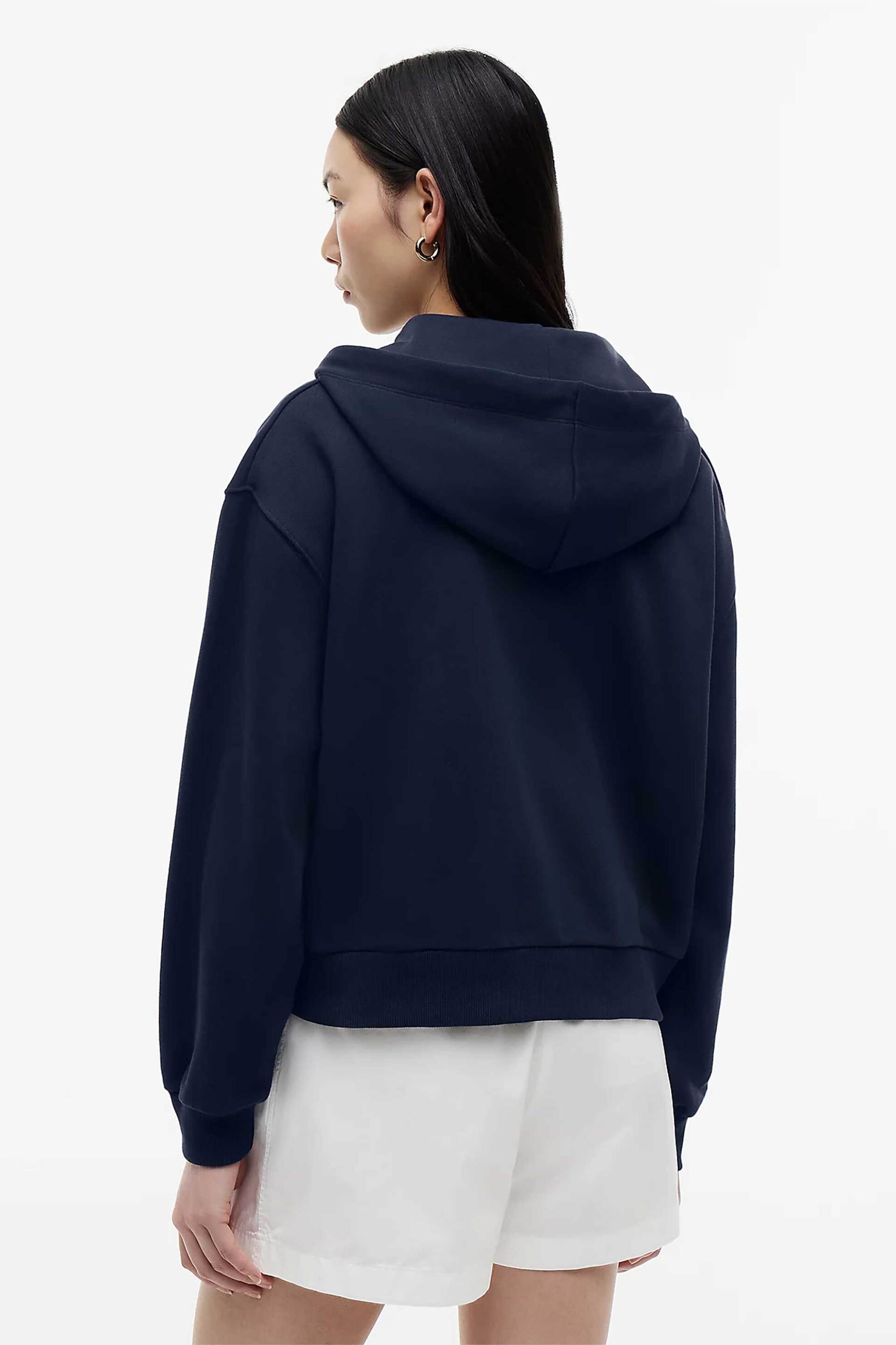 Tommy Hilfiger Γυναικεία Ζακέτα Φούτερ με Λογότυπο Regular Fit - Ww0Ww50938 Μπλε Σκούρο