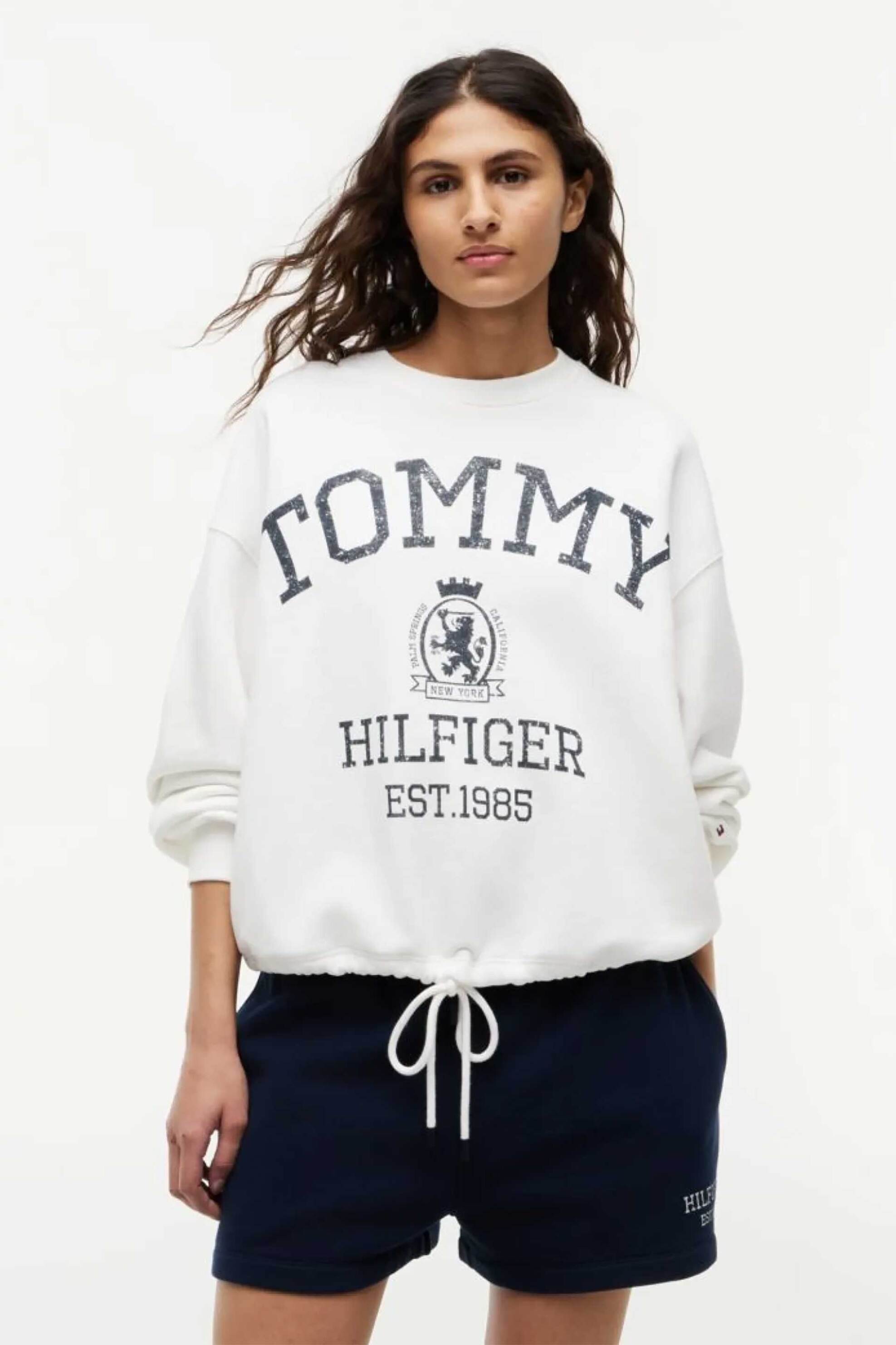 TOMMY HILFIGER Tommy Hilfiger γυναικείο φούτερ με λογότυπο Relaxed Fit - WW0WW50941 Εκρού