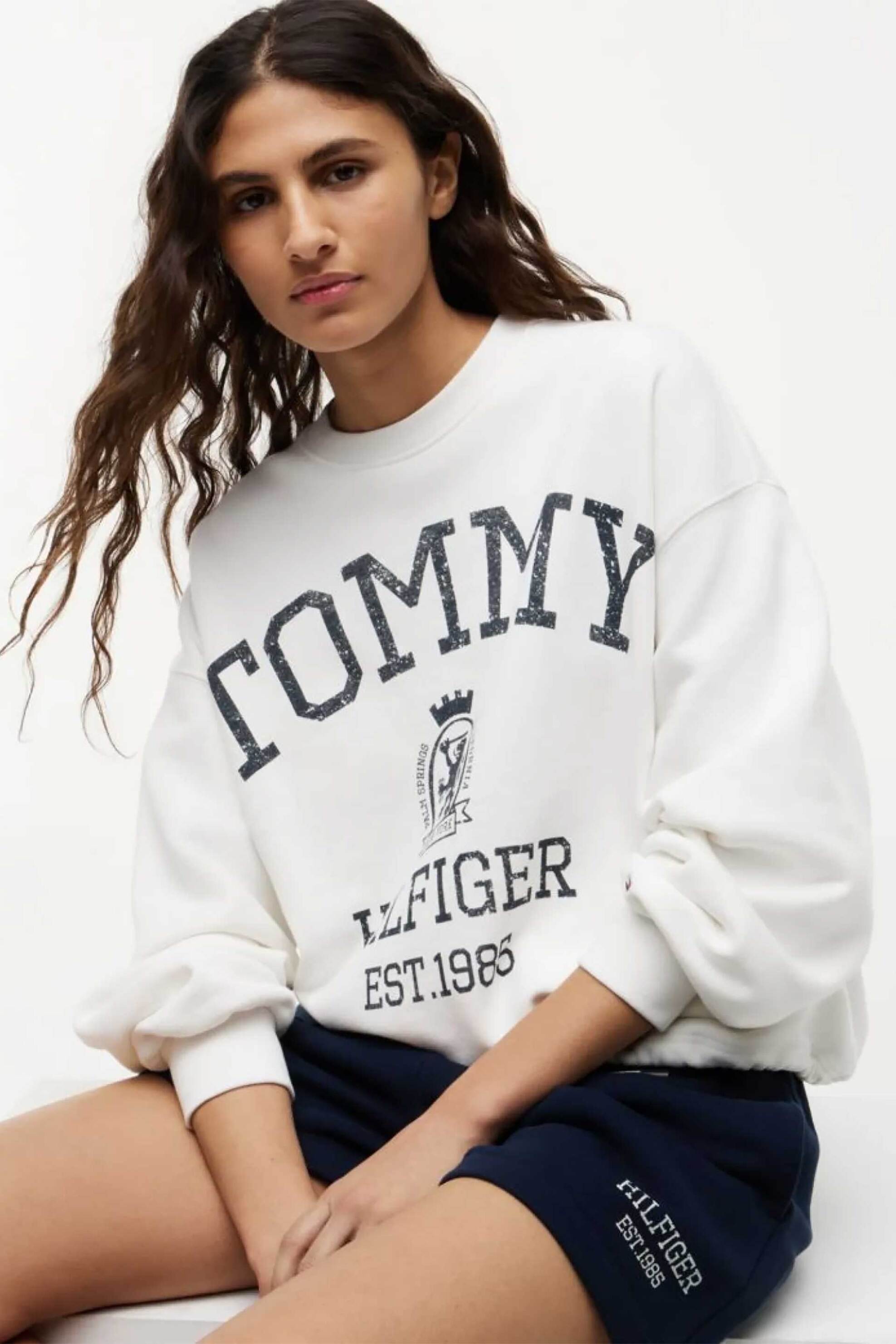 TOMMY HILFIGER Tommy Hilfiger γυναικείο φούτερ με λογότυπο Relaxed Fit - WW0WW50941 Εκρού - 2