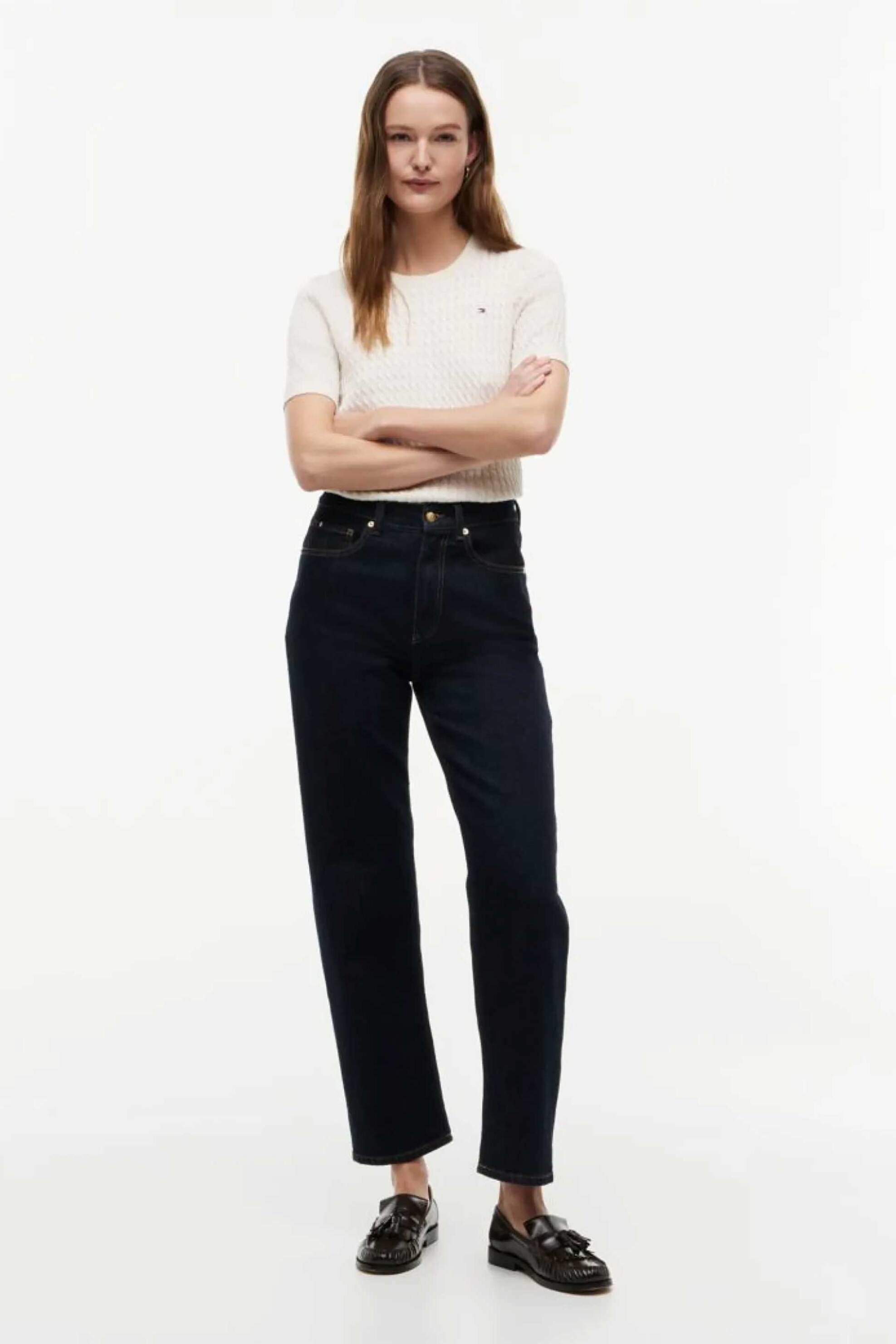 Tommy Hilfiger γυναικείο τζιν παντελόνι cropped Tapered Leg - WW0WW50966 Denim Blue Σκούρο