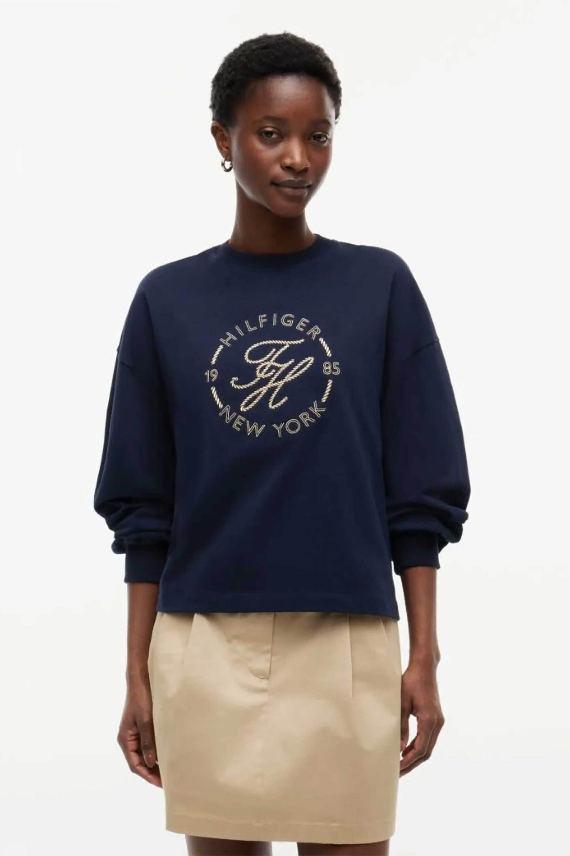 Tommy Hilfiger γυναικείο φούτερ με λογότυπο Relaxed Fit - WW0WW50969 Μπλε Σκούρο