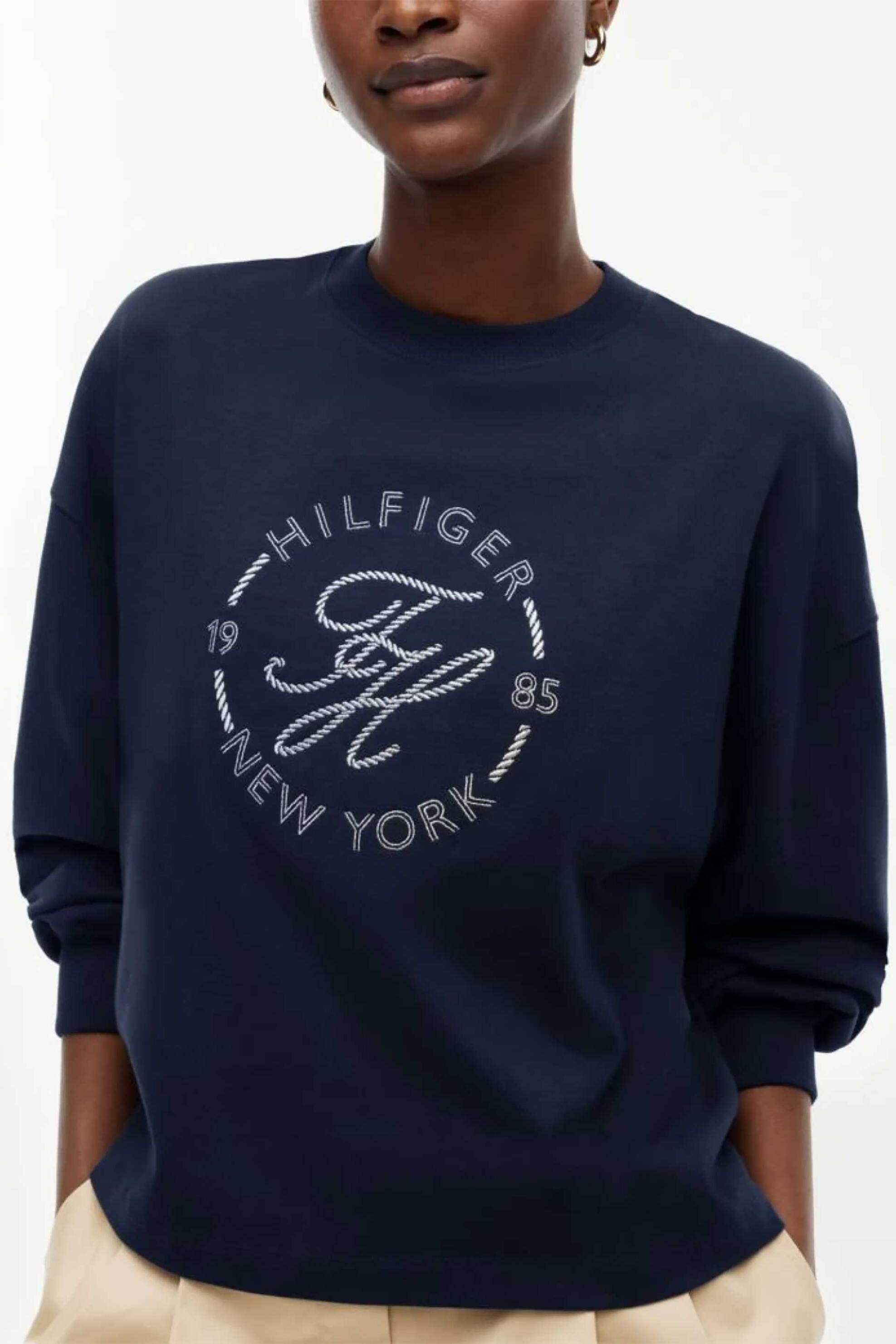 Tommy Hilfiger γυναικείο φούτερ με λογότυπο Relaxed Fit - WW0WW50969 Μπλε Σκούρο