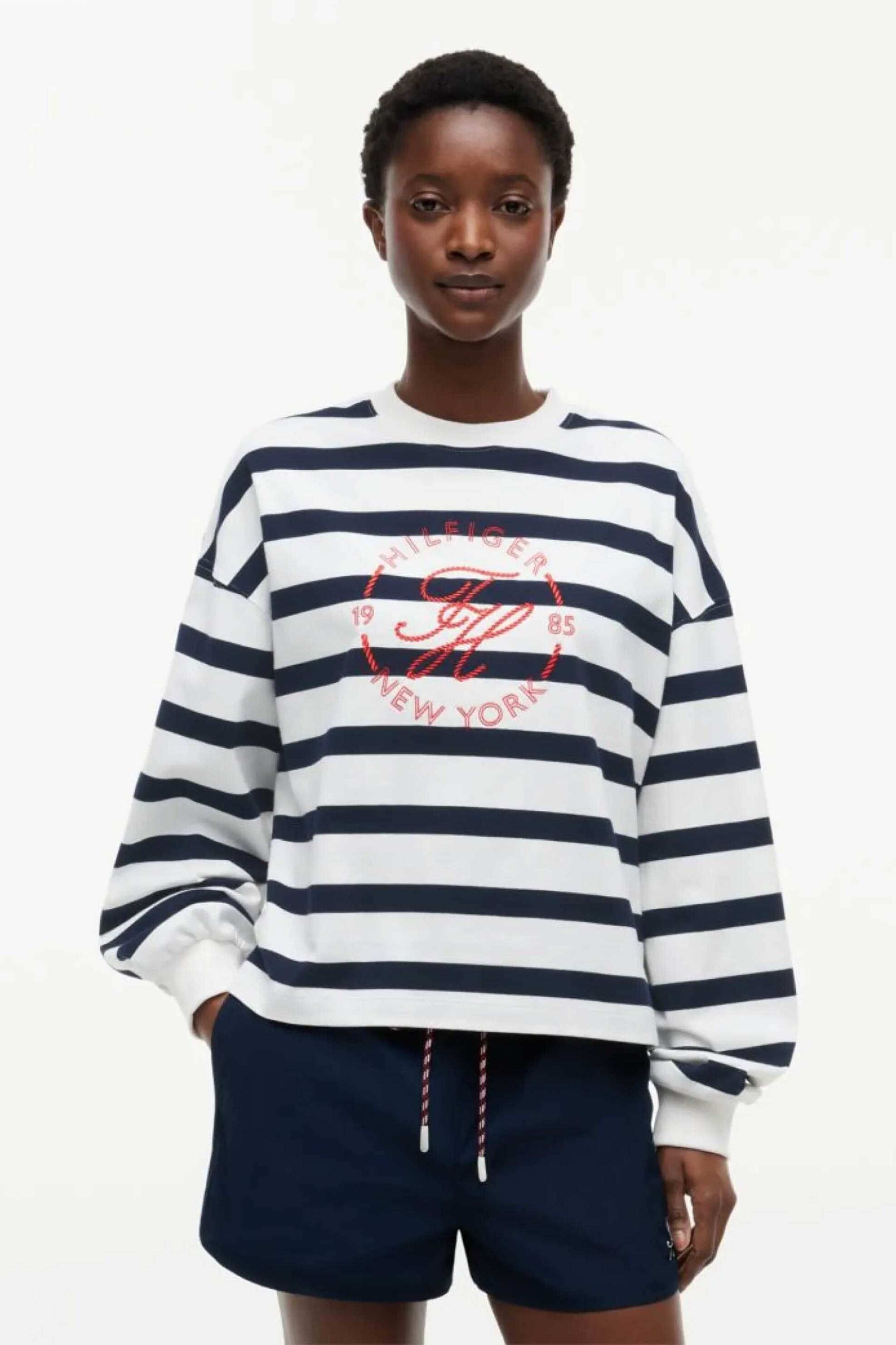 Tommy Hilfiger γυναικείο φούτερ με λογότυπο Relaxed Fit - WW0WW50969 Εκρού