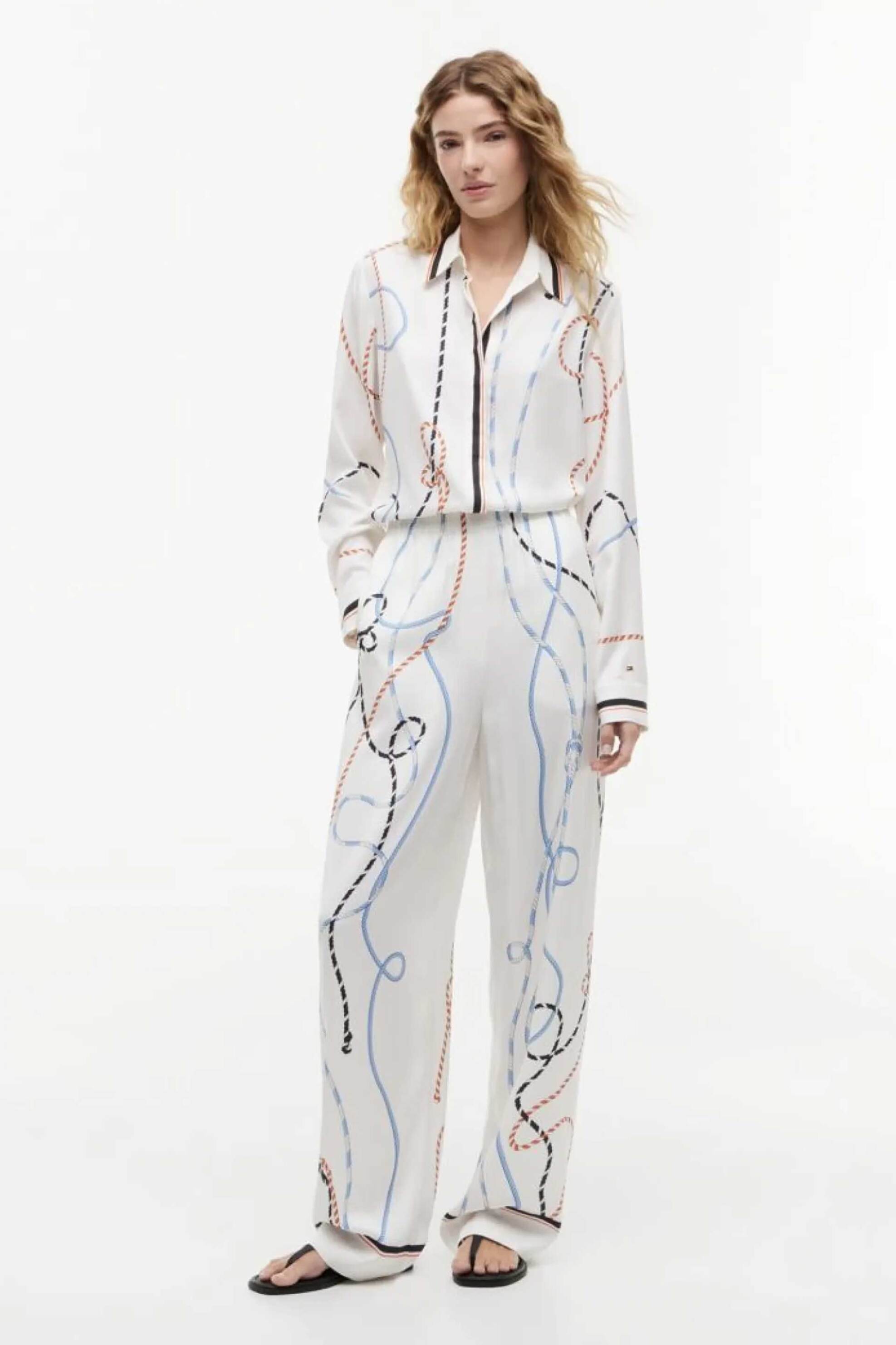 TOMMY HILFIGER Tommy Hilfiger γυναικείο παντελόνι με rope print Straight Fit - WW0WW50976 Πολύχρωμο