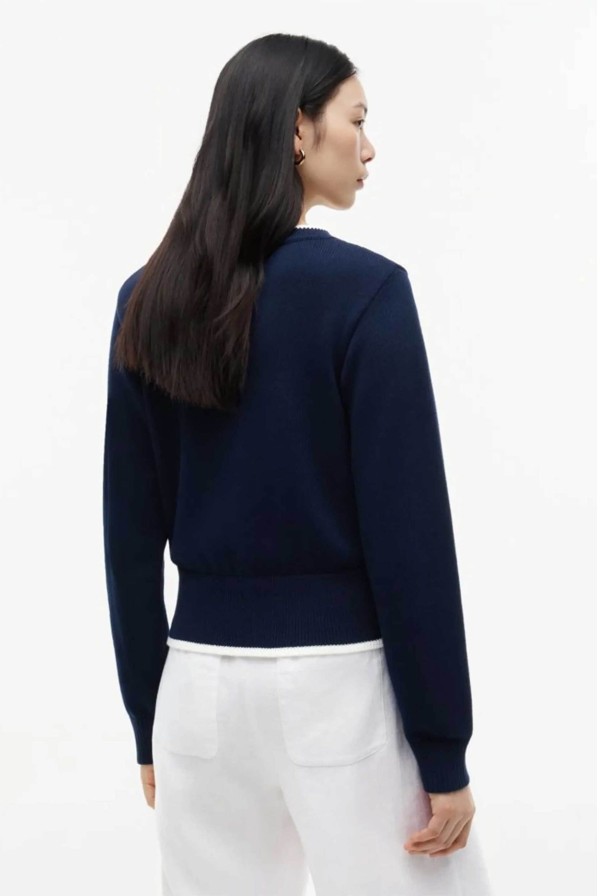 TOMMY HILFIGER Tommy Hilfiger γυναικεία πλεκτή μπλούζα με λογότυπο Relaxed Fit - WW0WW51007 Μπλε Σκούρο - 4