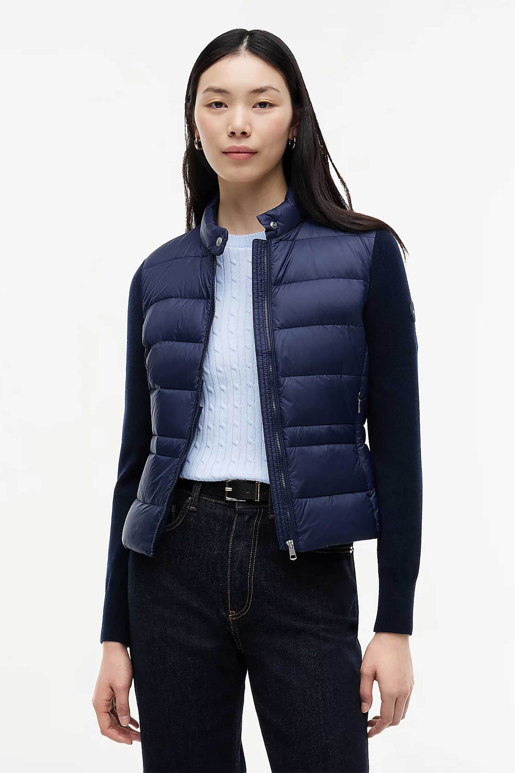 TOMMY HILFIGER Tommy Hilfiger γυναικείο καπιτονέ jacket με πλεκτά μανίκια Slim Fit - WW0WW51095 Μπλε Σκούρο