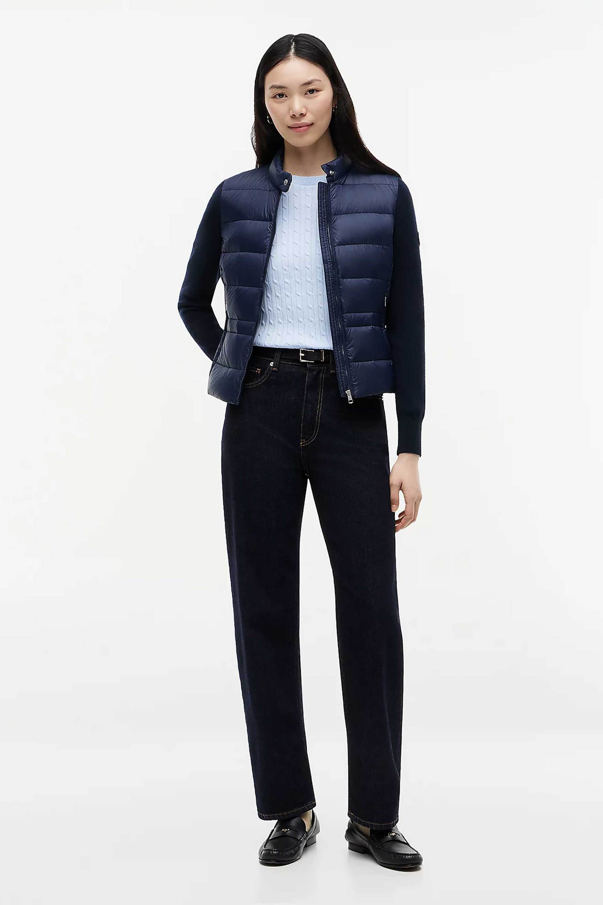 TOMMY HILFIGER Tommy Hilfiger γυναικείο καπιτονέ jacket με πλεκτά μανίκια Slim Fit - WW0WW51095 Μπλε Σκούρο - 3