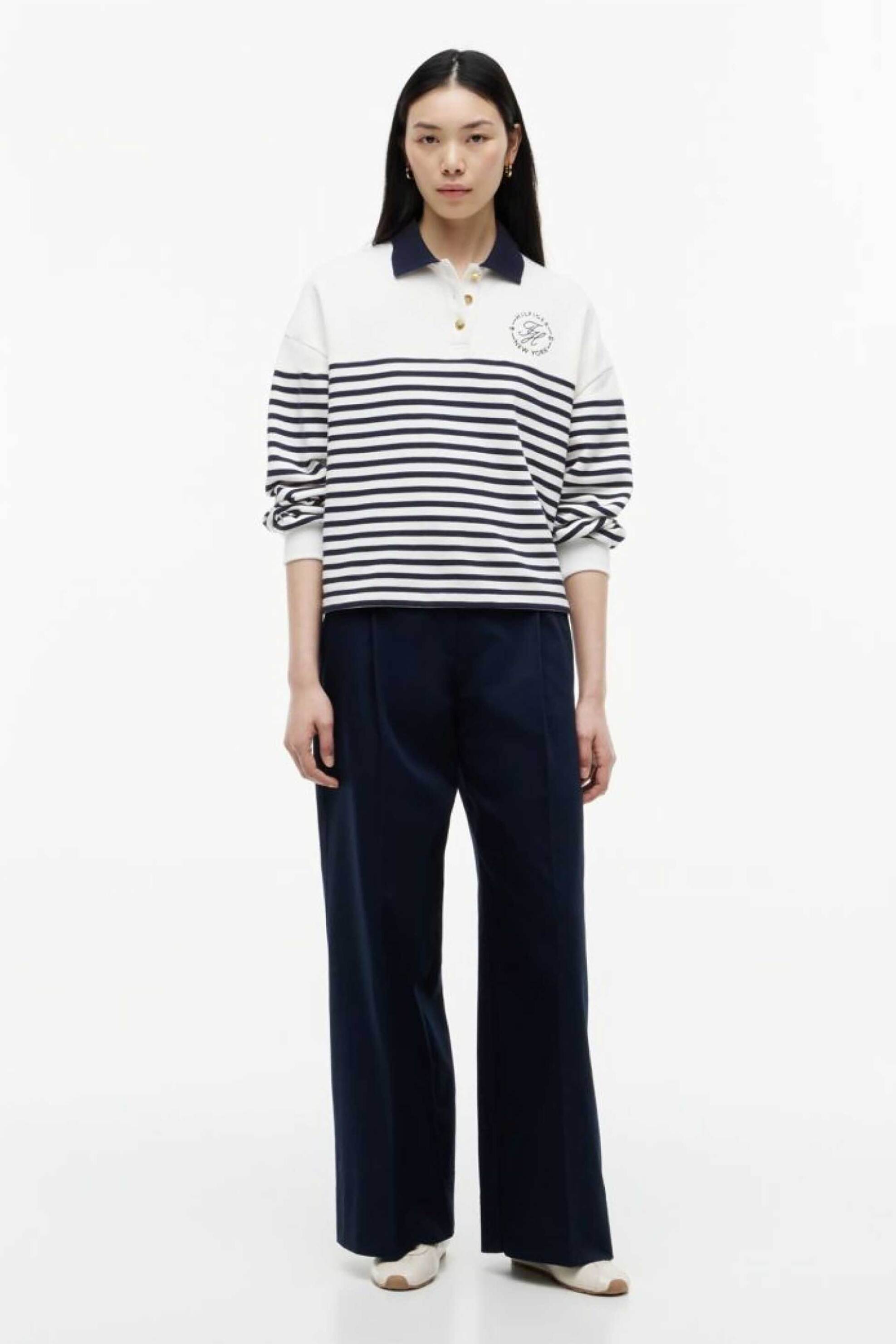 TOMMY HILFIGER Tommy Hilfiger γυναικείο φούτερ με πόλο γιακά Relaxed Fit - WW0WW50036 Εκρού - 3