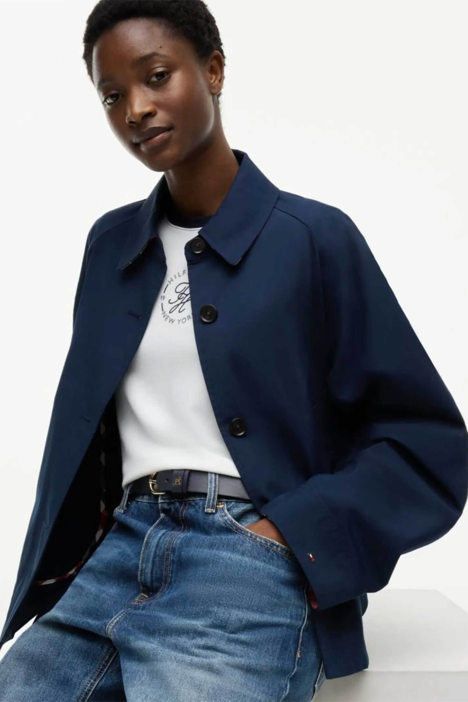 Tommy Hilfiger γυναικείο jacket αδιάβροχο Regular Fit - WW0WW49844 Μπλε Σκούρο