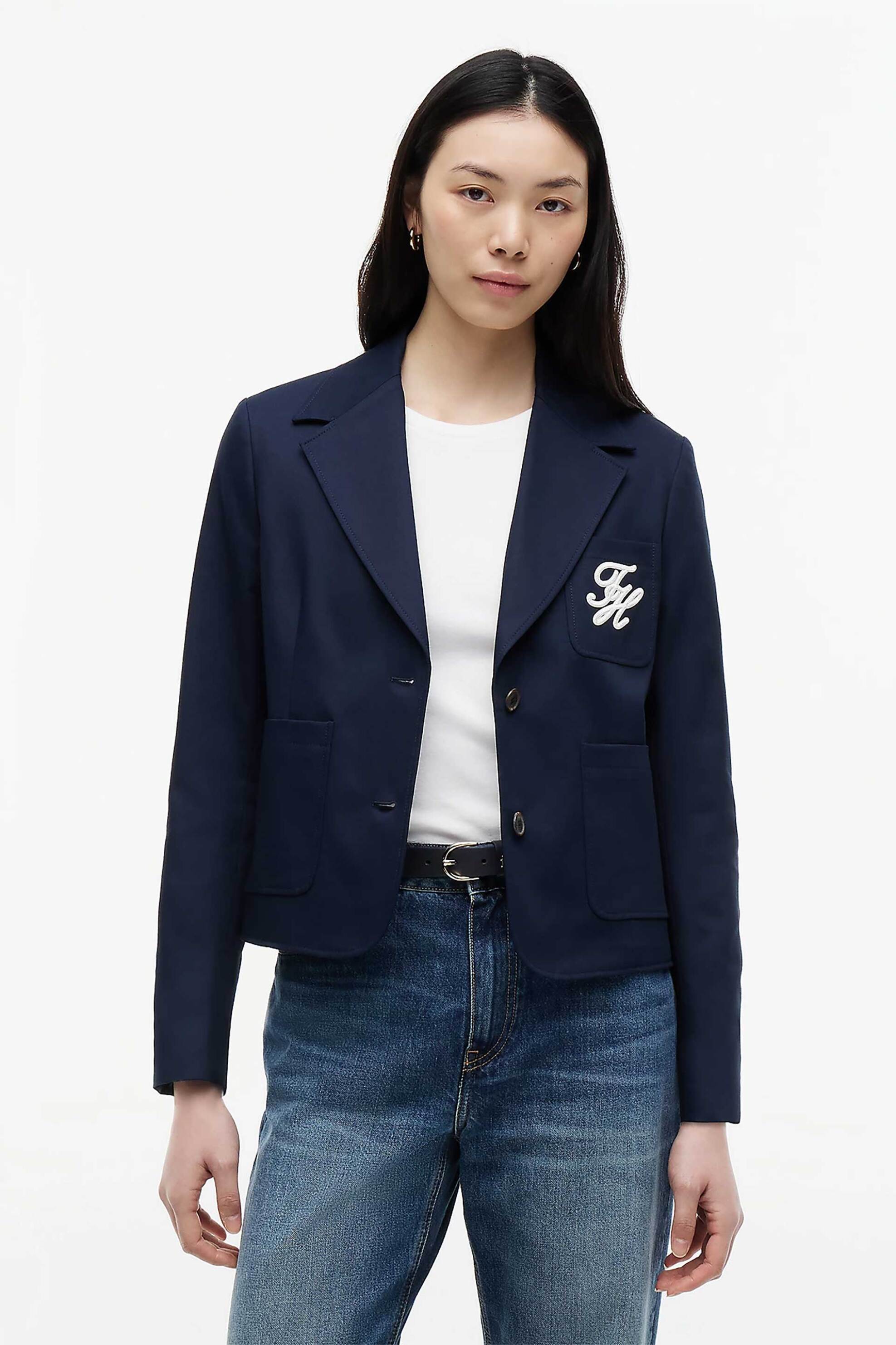 TOMMY HILFIGER Tommy Hilfiger γυναικείο σακάκι με λογότυπο Regular Fit - WW0WW50146 Μπλε Σκούρο