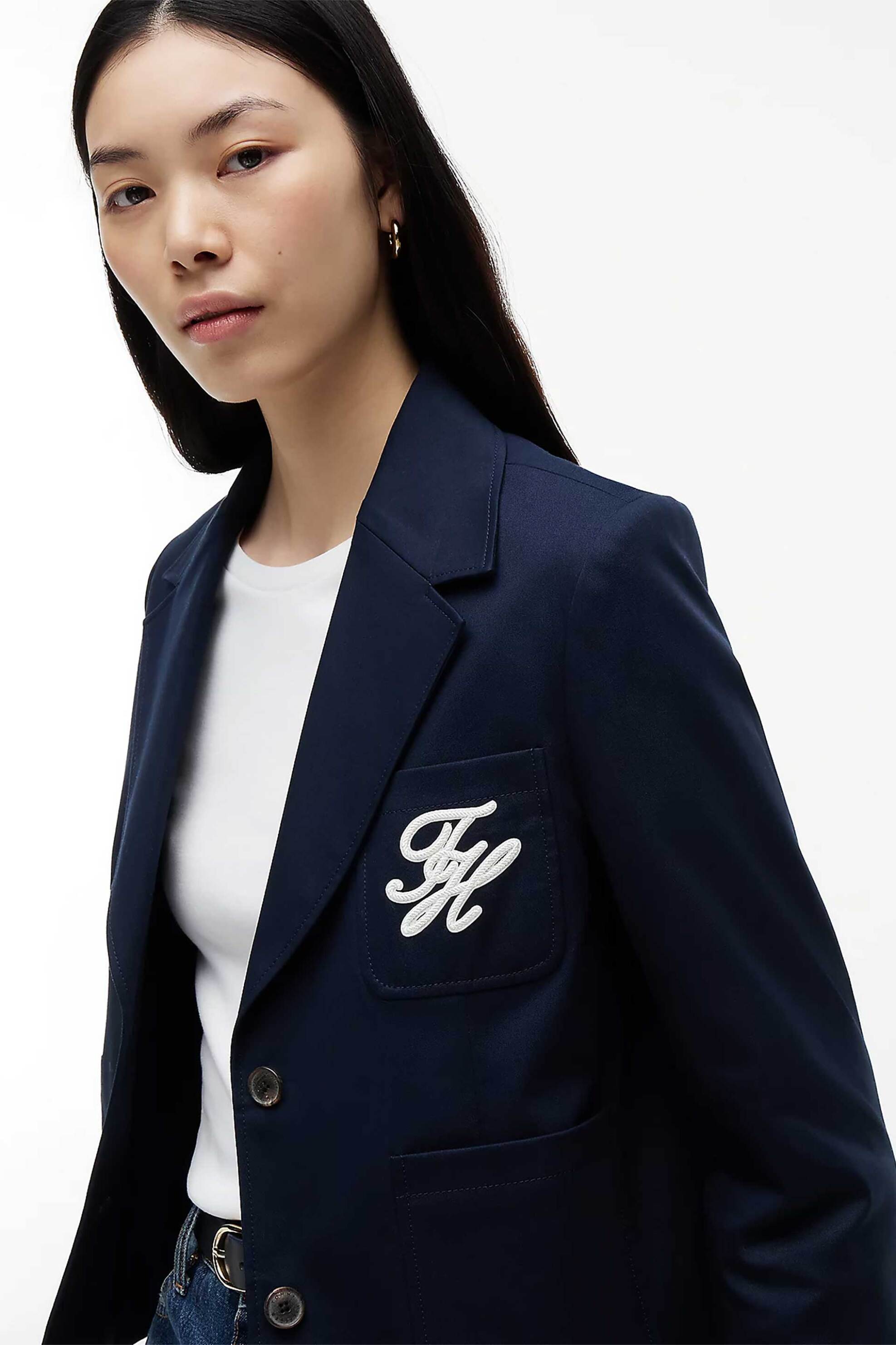 TOMMY HILFIGER Tommy Hilfiger γυναικείο σακάκι με λογότυπο Regular Fit - WW0WW50146 Μπλε Σκούρο - 2