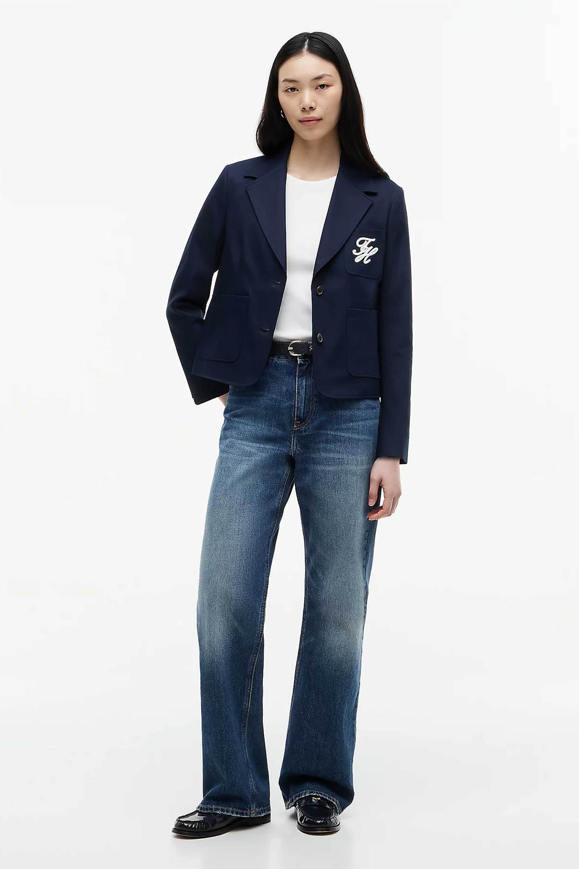 TOMMY HILFIGER Tommy Hilfiger γυναικείο σακάκι με λογότυπο Regular Fit - WW0WW50146 Μπλε Σκούρο - 3
