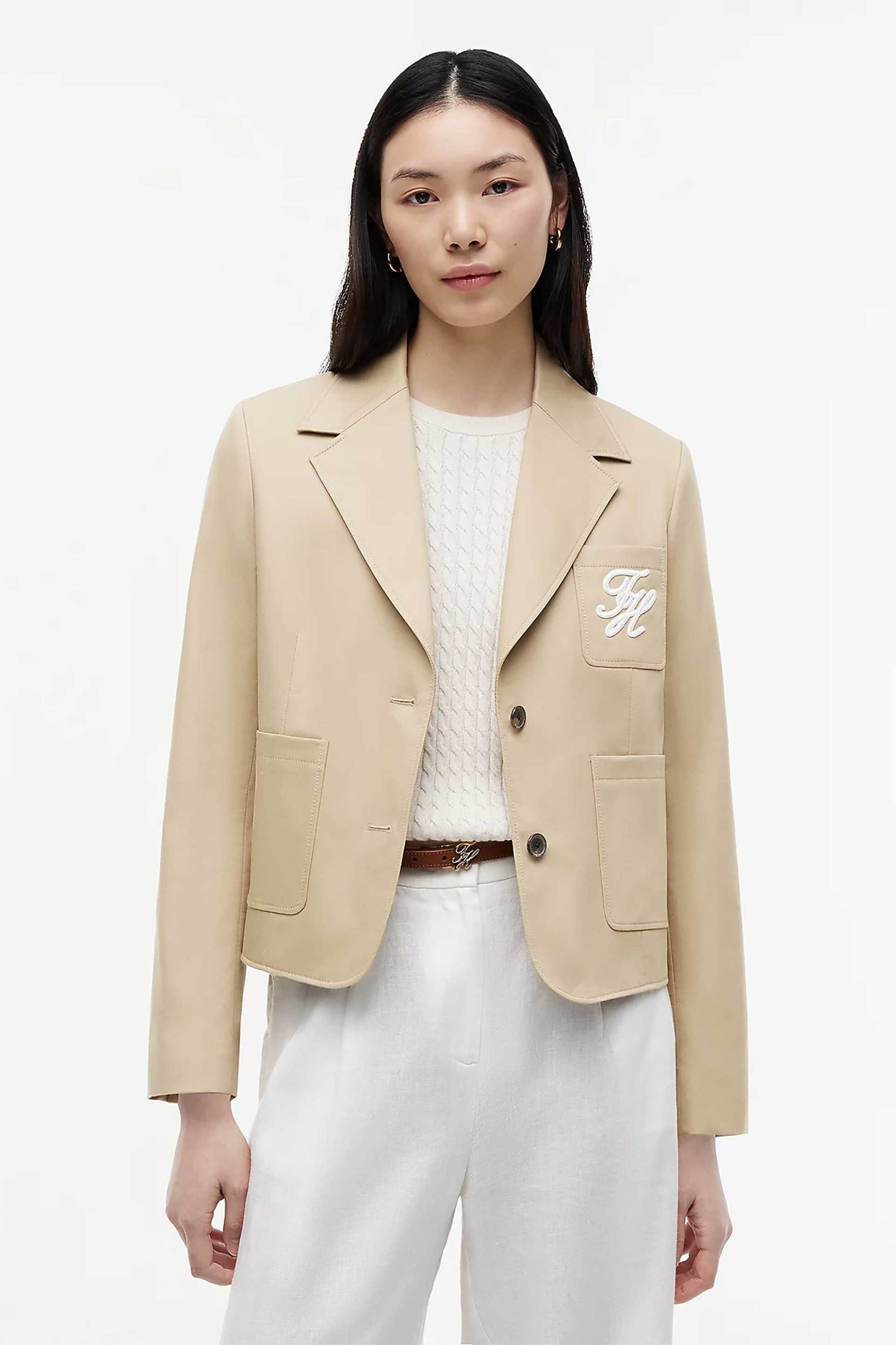 TOMMY HILFIGER Tommy Hilfiger γυναικείο σακάκι με λογότυπο Regular Fit - WW0WW50146 Καμηλό
