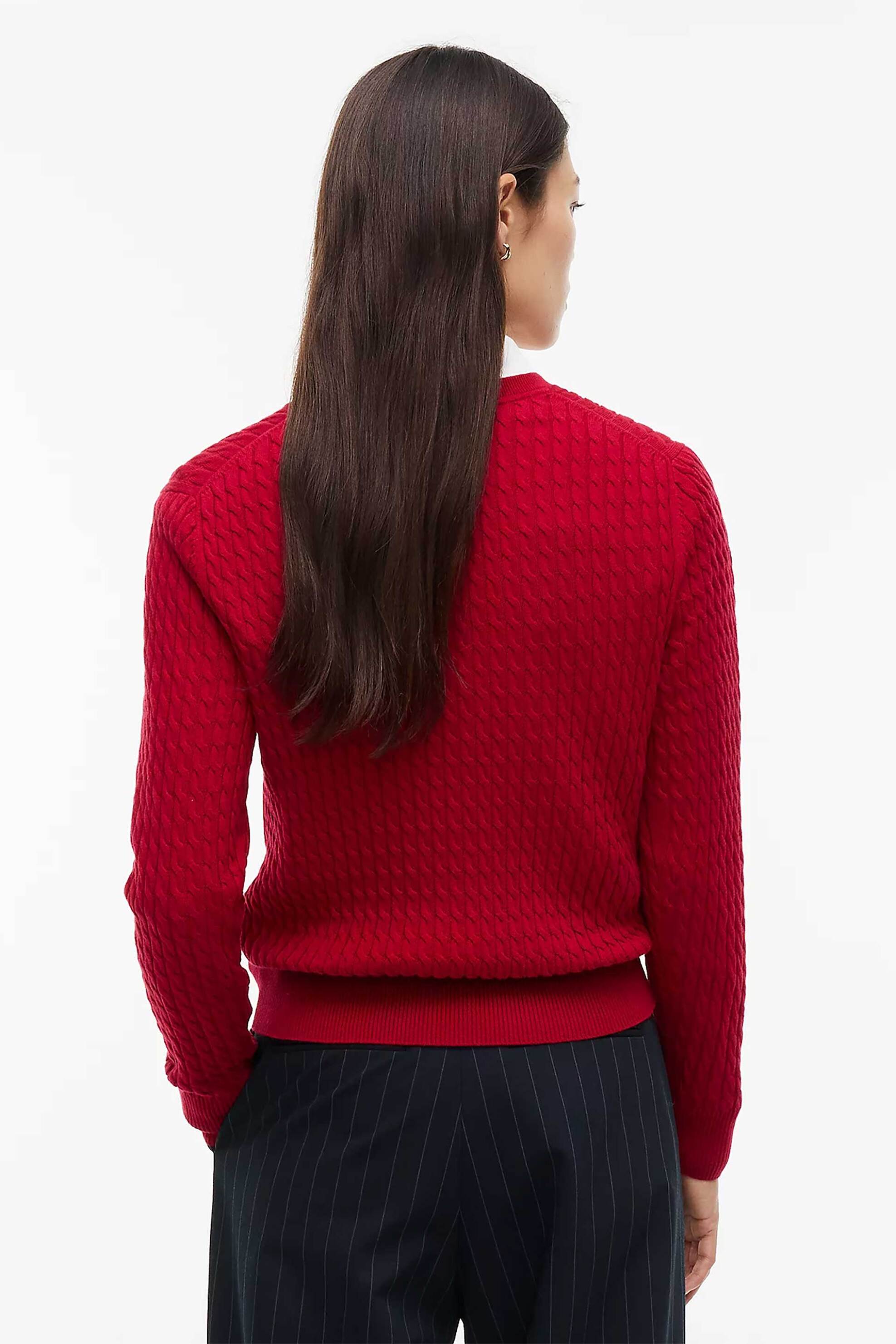 Tommy Hilfiger Γυναικείο Πουλόβερ με Cable Knit Pattern Και Κεντημένο Λογότυπο Regular Fit - Ww0Ww44987 Κόκκινο