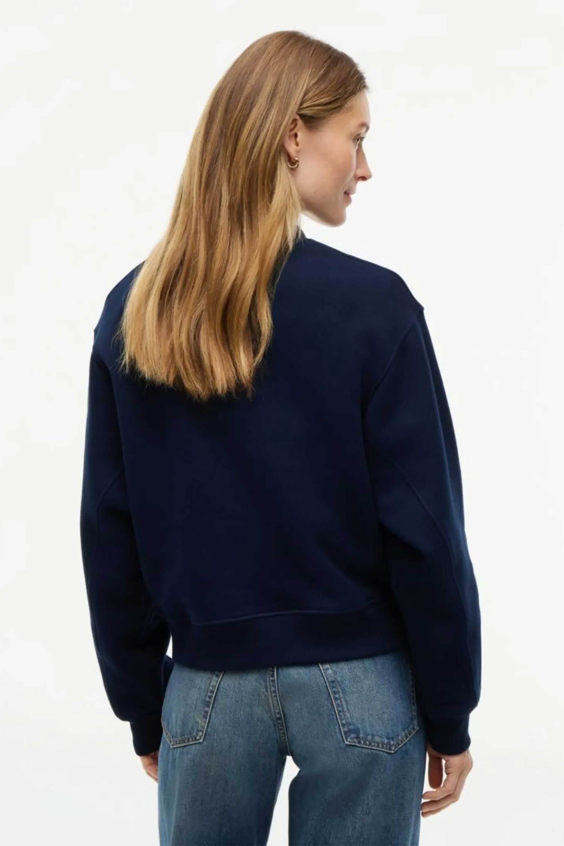 Tommy Hilfiger Γυναικεία Μπλούζα Φούτερ με Κεντημένο Λογότυπο Relaxed Fit - Ww0Ww51598 Μπλε Σκούρο