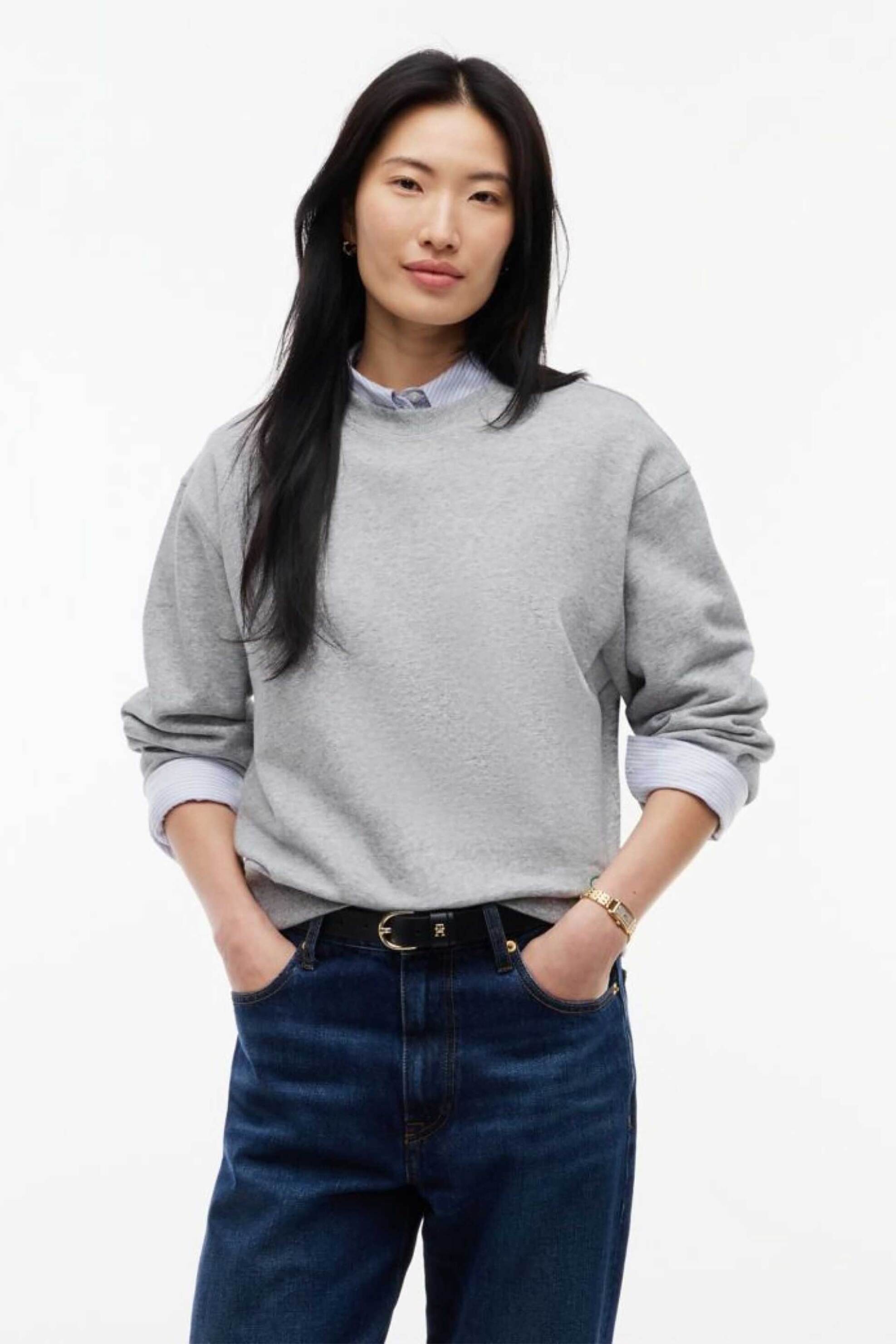 Tommy Hilfiger γυναικεία μπλούζα φούτερ με κεντημένο monogram Regular Fit - WW0WW52355 Γκρι